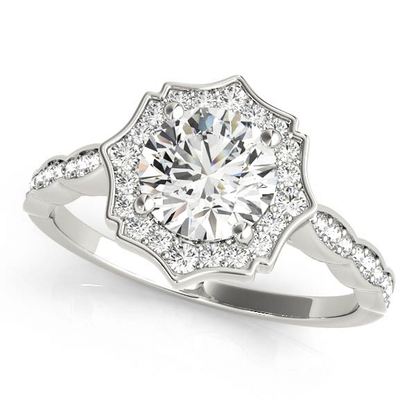 Ella Scalloped Diamond Halo Engagement Ring