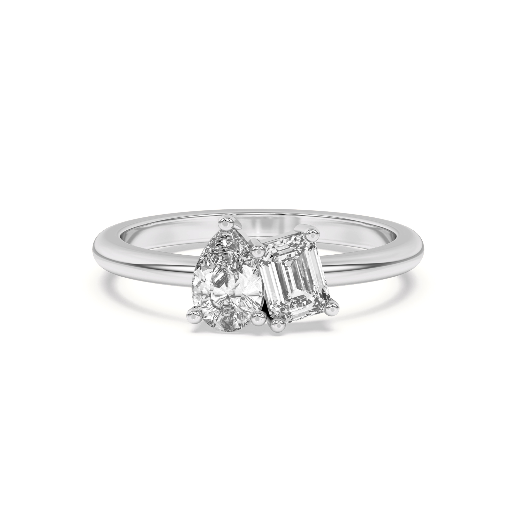 Toi et Moi Pear and Emerald Lab Ring (1.00 cttw)