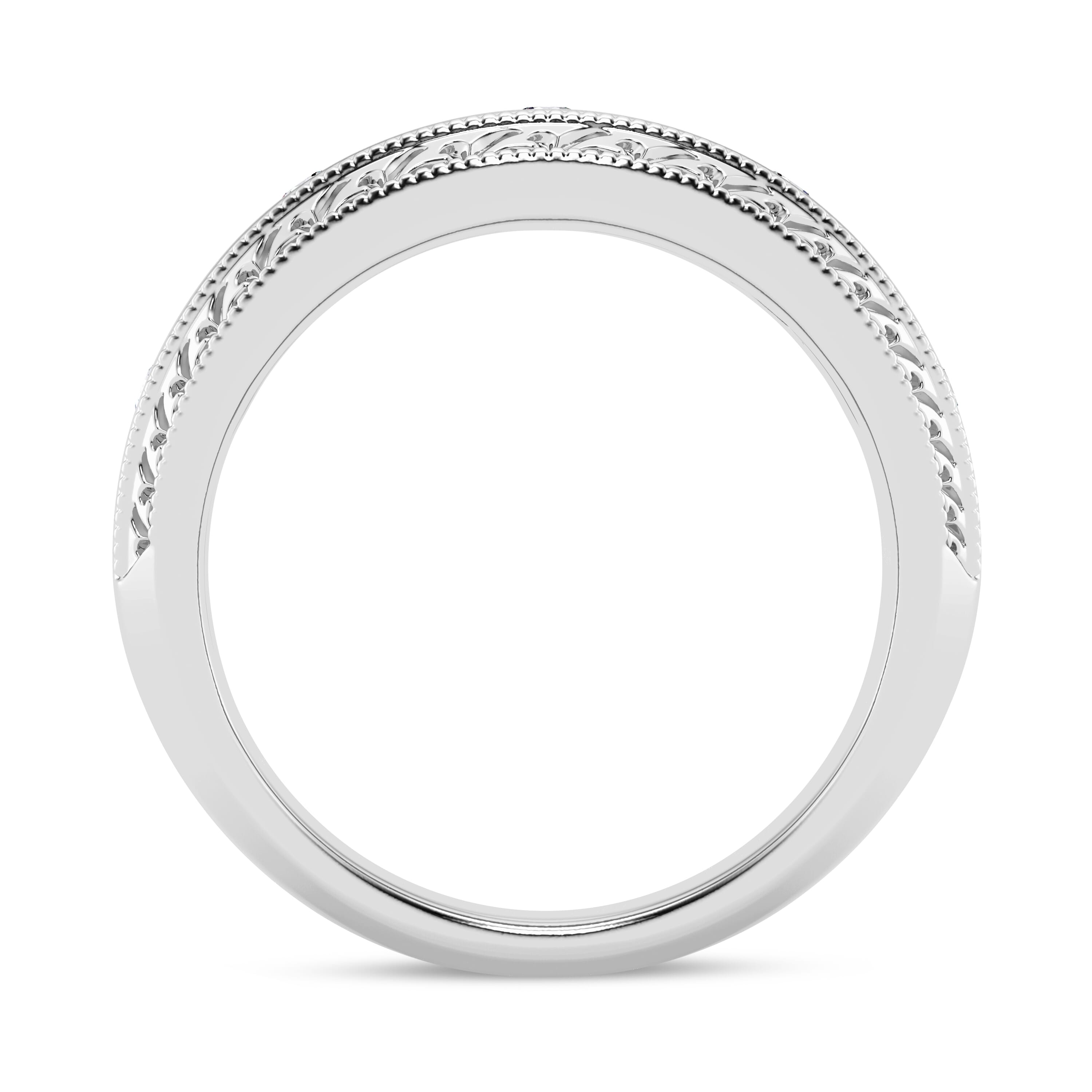 Engraved Diamond Milgrain Band (7.5mm)
