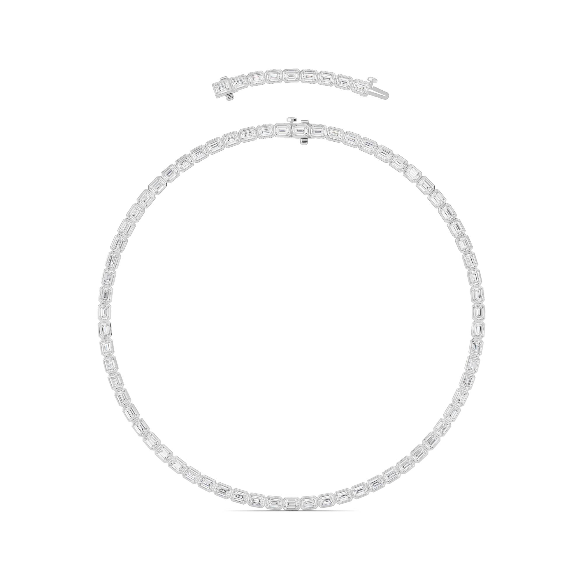 Adjustable Emerald-Cut Lab Diamond Bezel Eternity Necklace (30.00 ct. tw.)