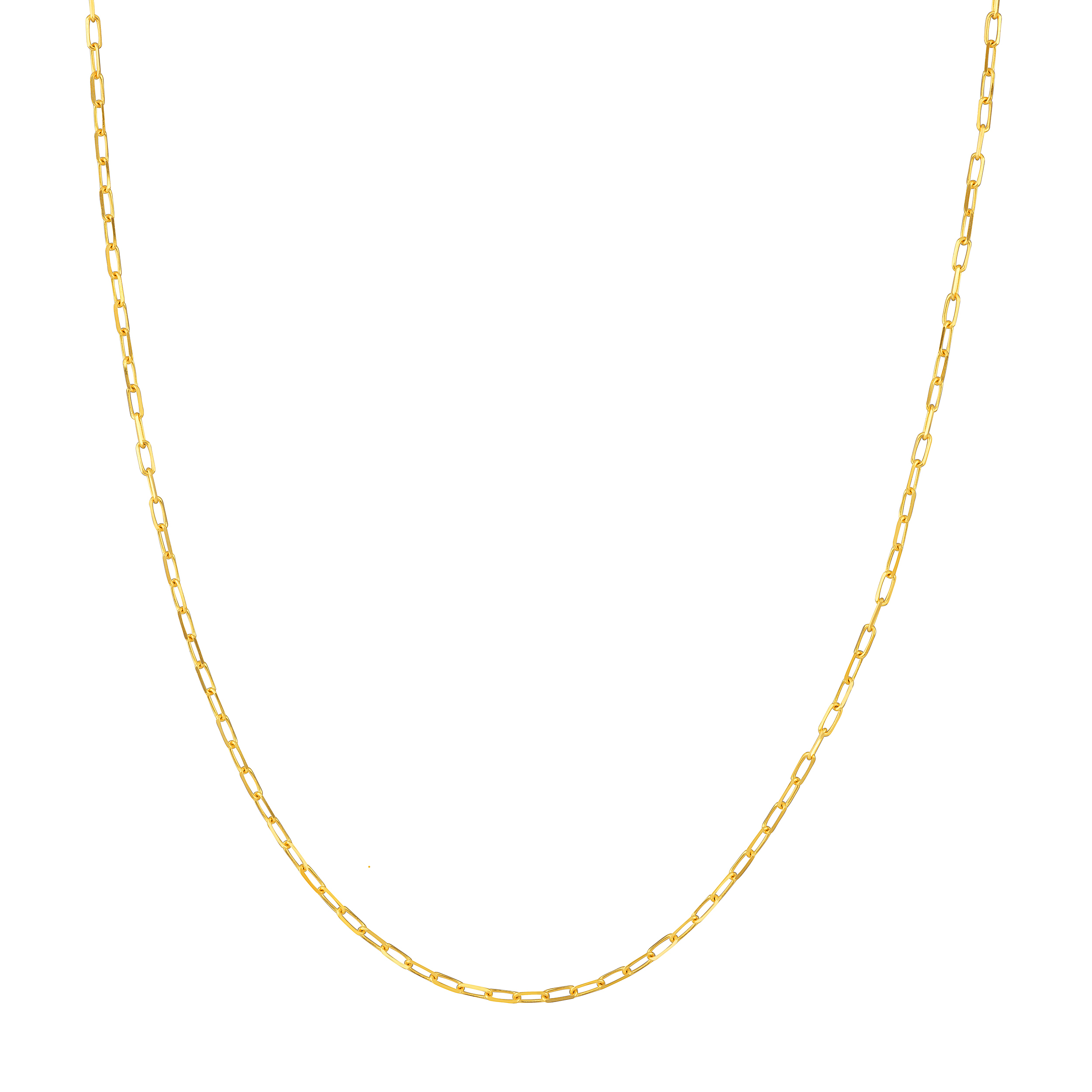 Paper Clip Chain Gold Necklace (1.95mm, 16 inches)