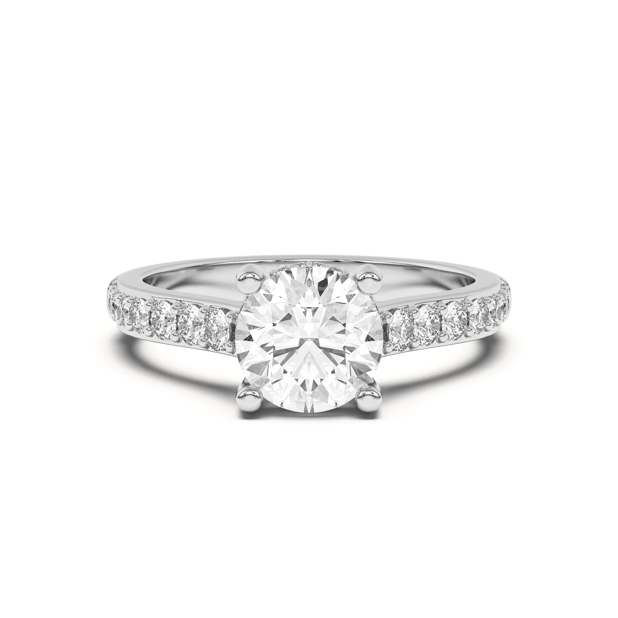 Rita Graduated Pave Engagement Ring With Hidden Halo