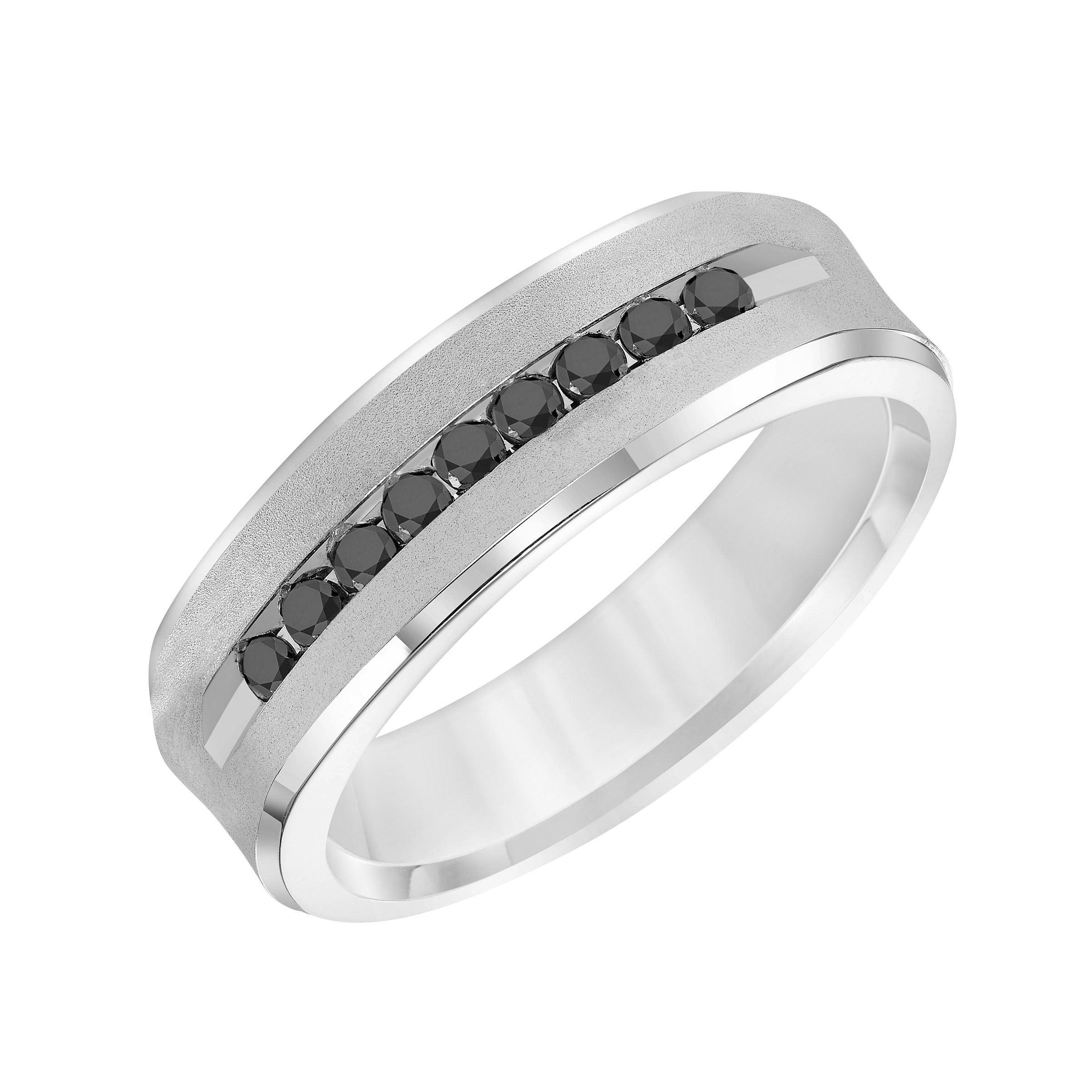 Black Diamond Ring With Brushed Finish