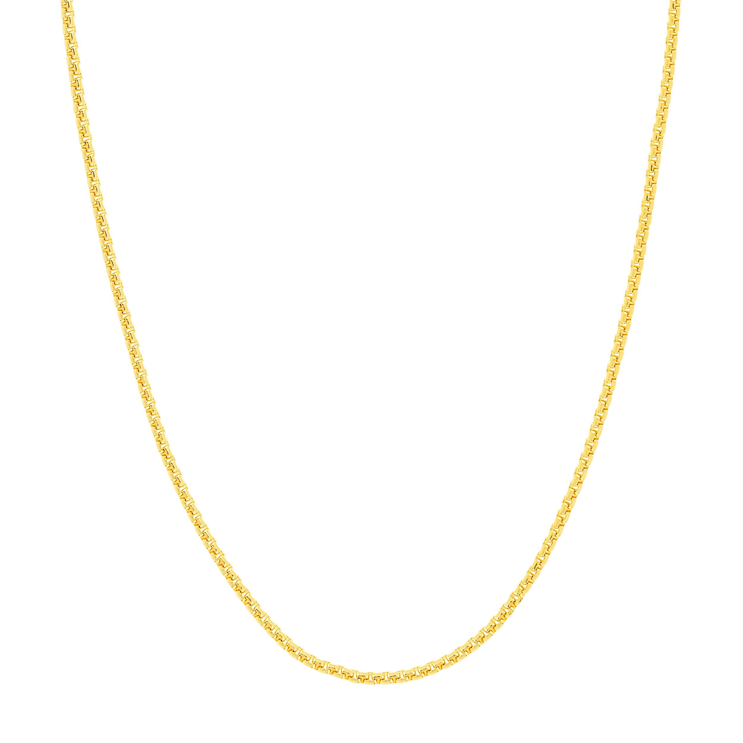 Rounded Box Chain Gold Necklace (2.7mm, 22 inches)