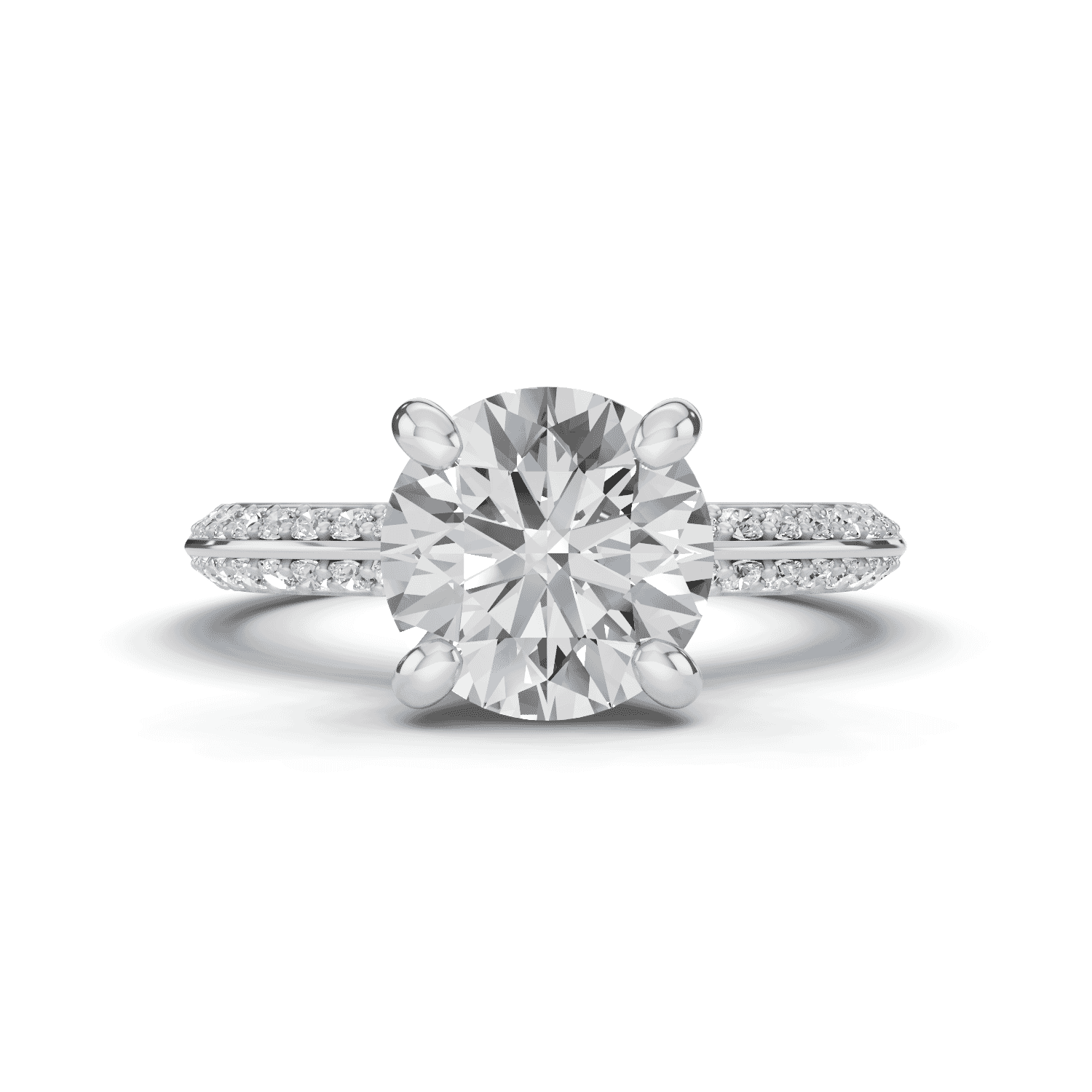 Signature Hearts and Arrows Hidden Halo Pave Knife-Edge Engagement Ring