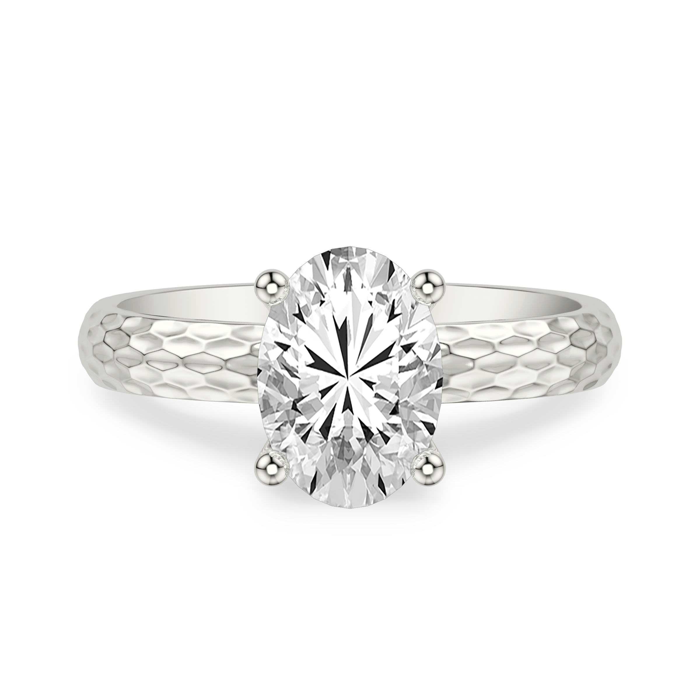 Geometric Hammered Solitaire Engagement Ring