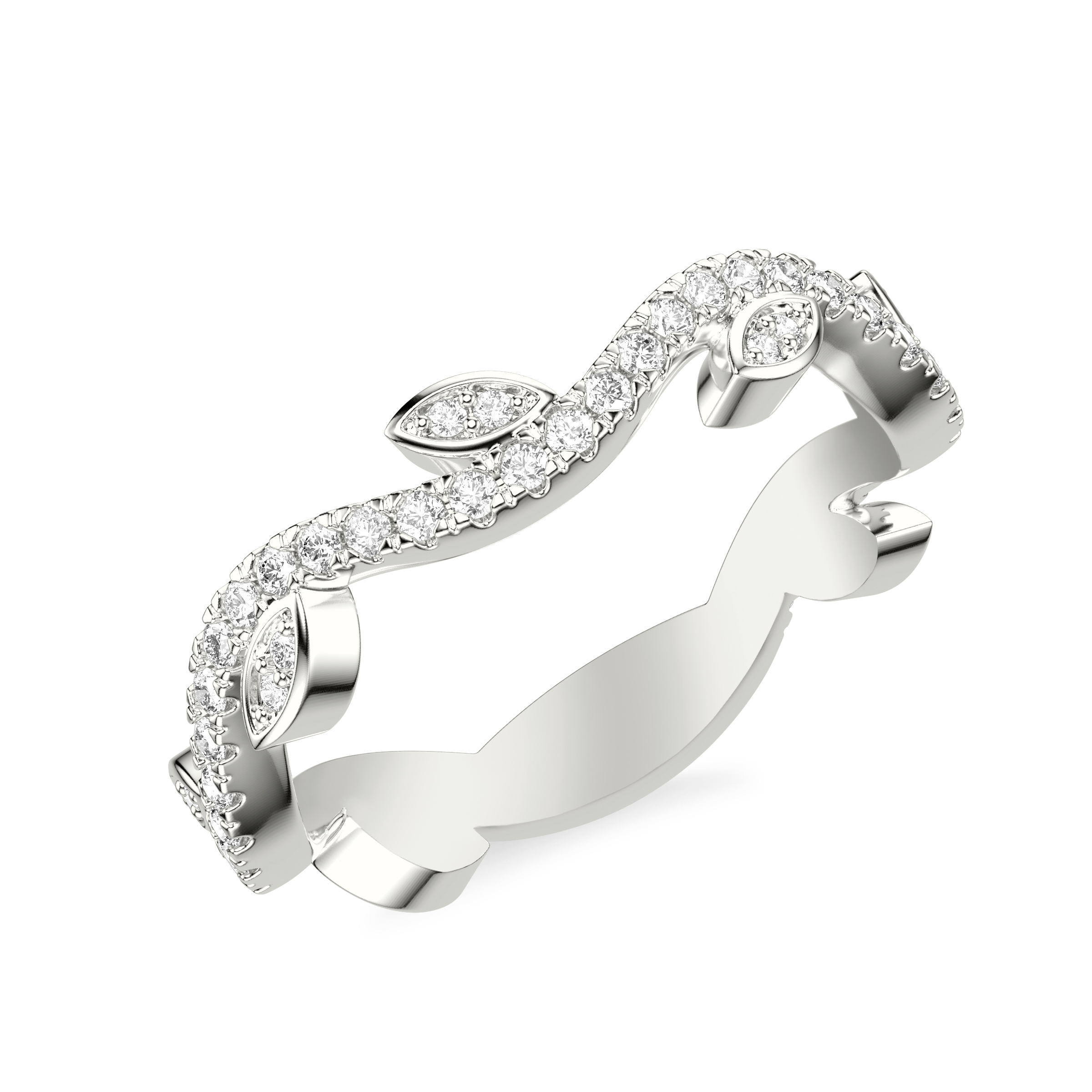 Wavy Floral Vine Diamond Band