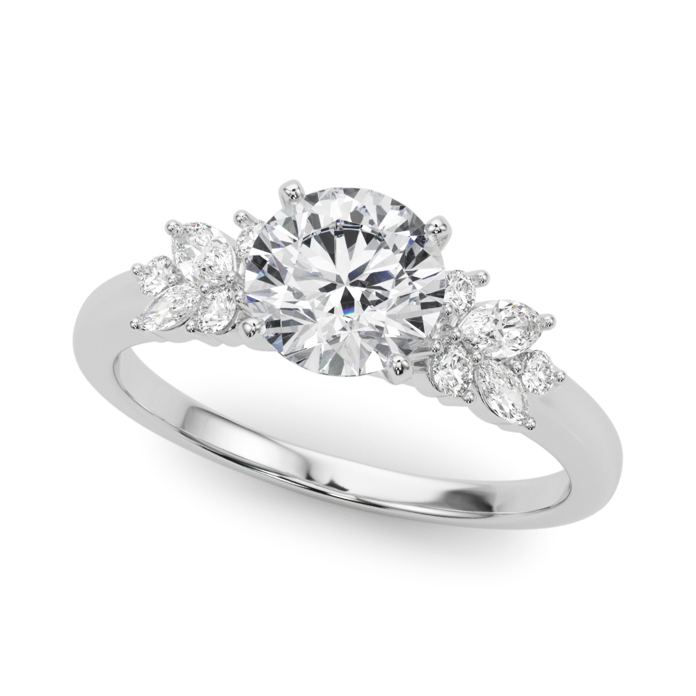 Starlette Marquise And Round Diamond Cluster Engagement Ring