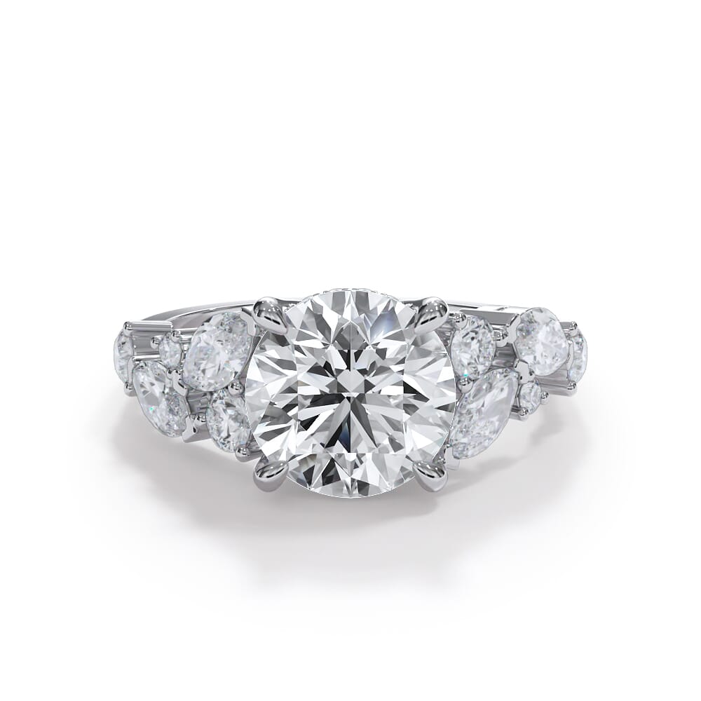 Matae Scattered Diamond With Hidden Halo Engagement Ring