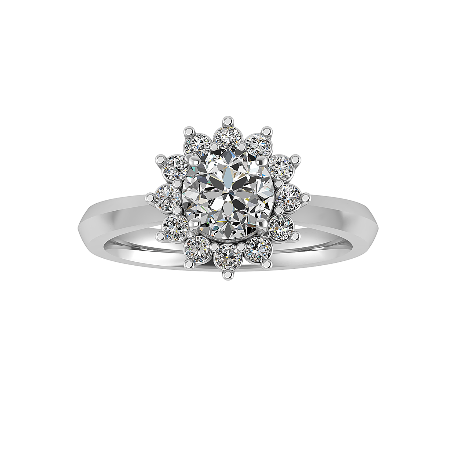Lia Sunburst Halo Engagement Ring