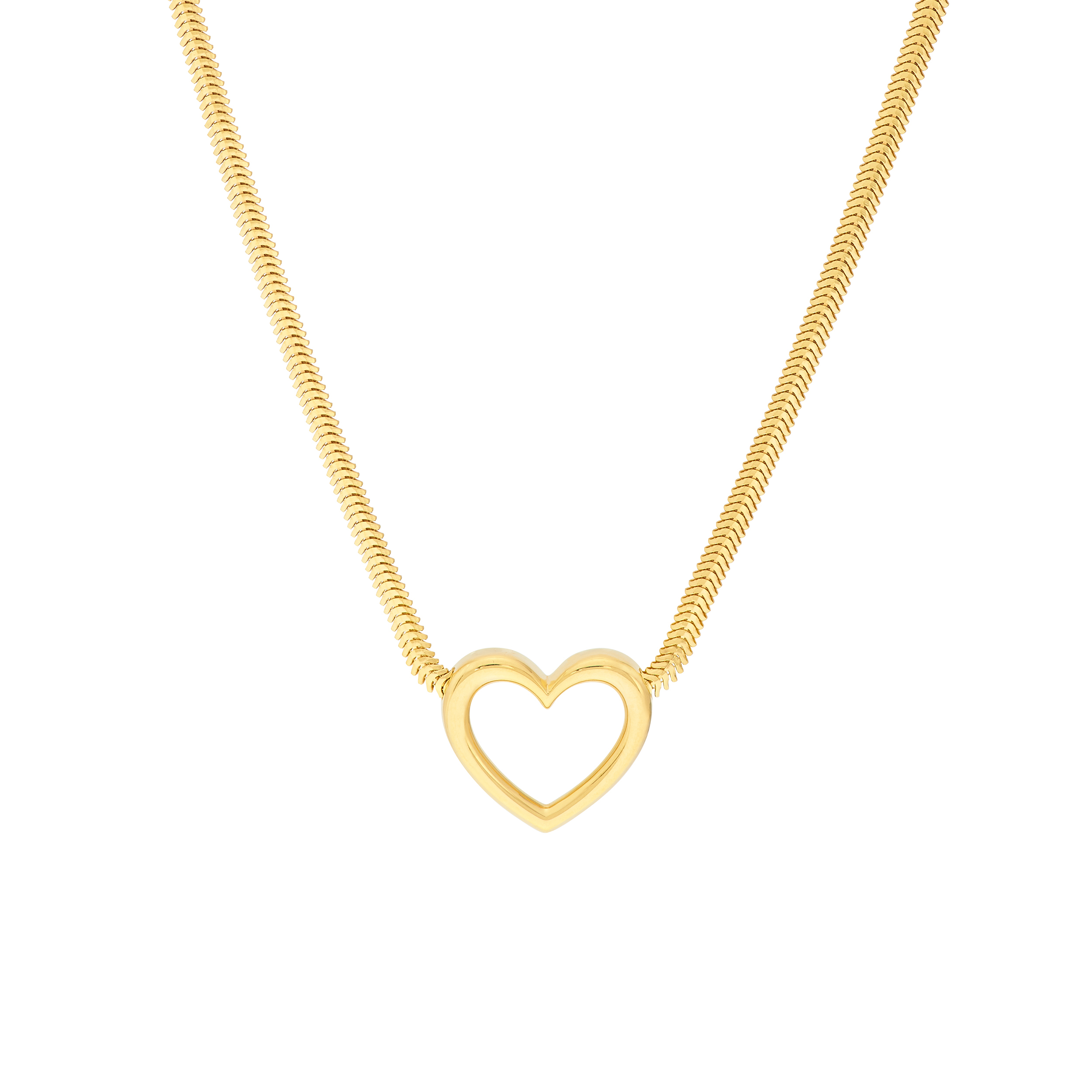 Open Heart Snake Chain Gold Necklace