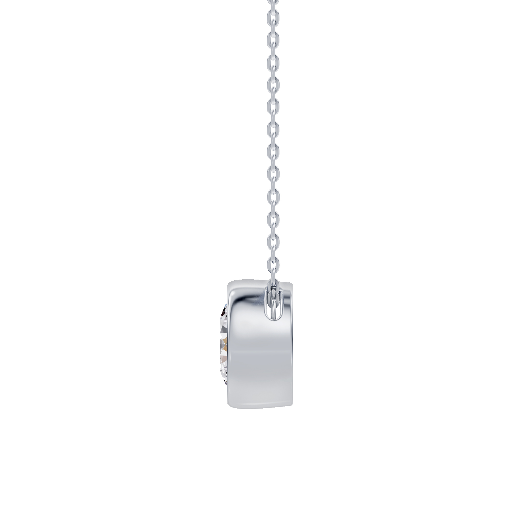 Floating Round Diamond Bezel Necklace