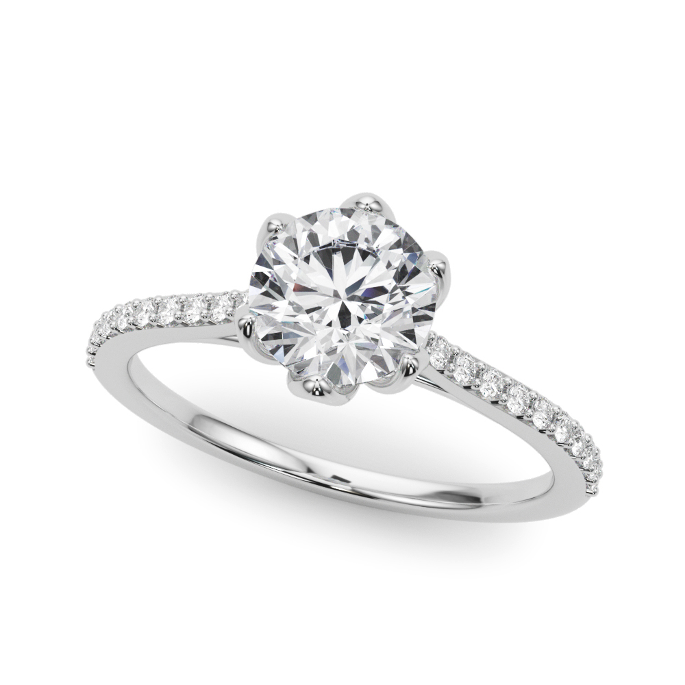 Tulip Pave Diamond Engagement Ring