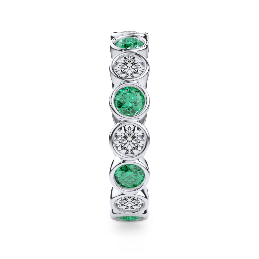 EmeraId and Diamond Bezel-Set Eternity Ring