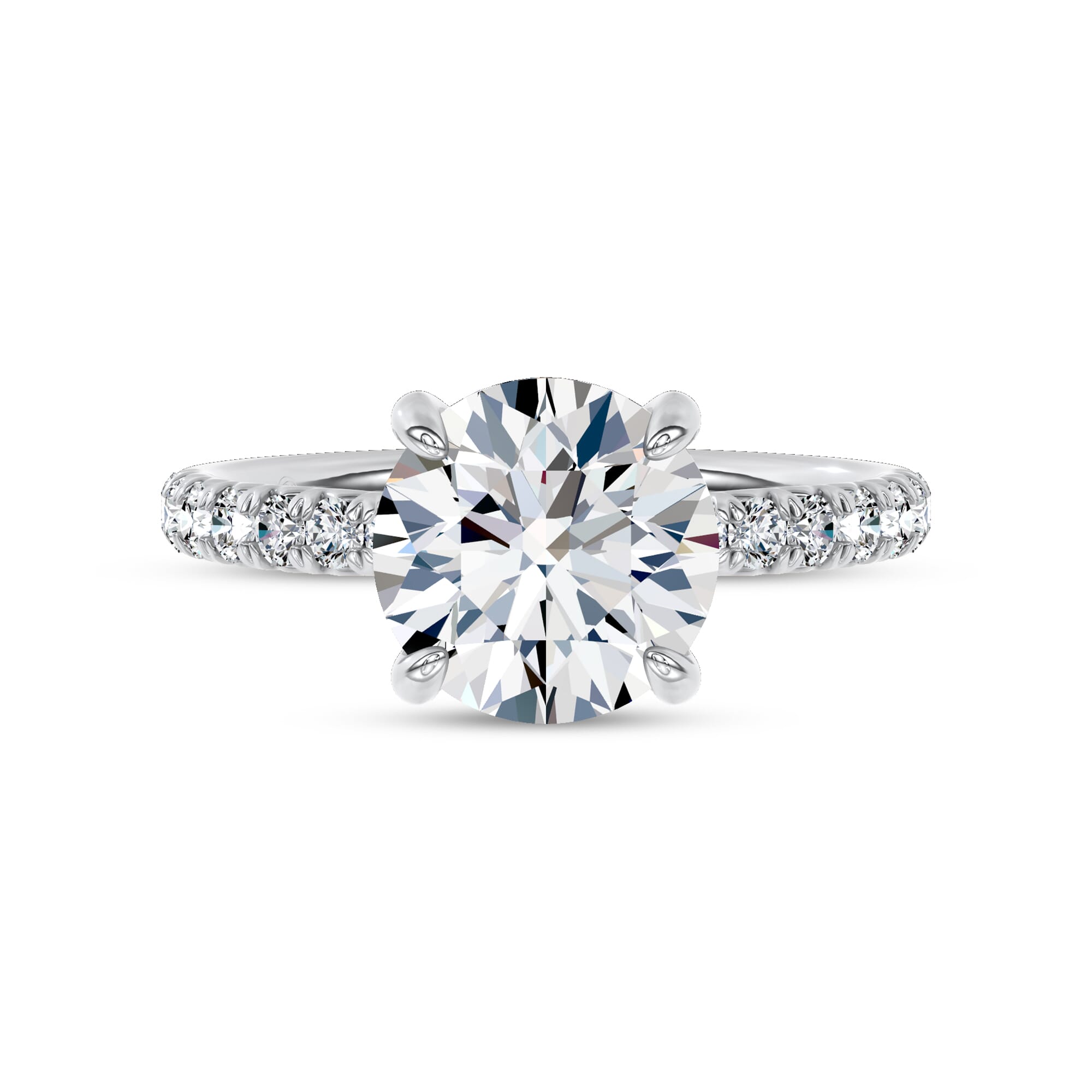 Sculpted C-Prong Pave Engagement Ring by Christian Siriano