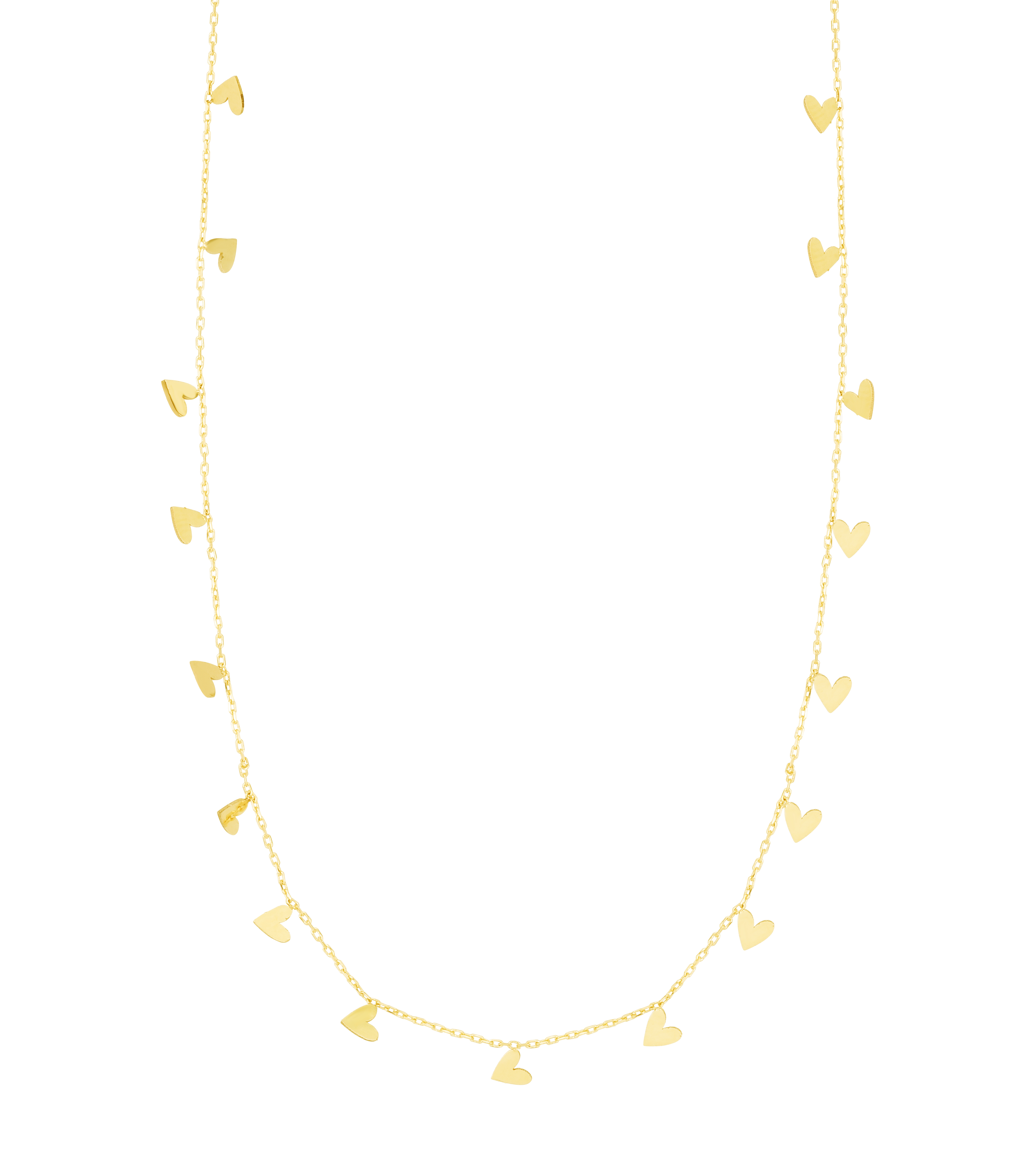 Dangling Heart Station Gold Necklace