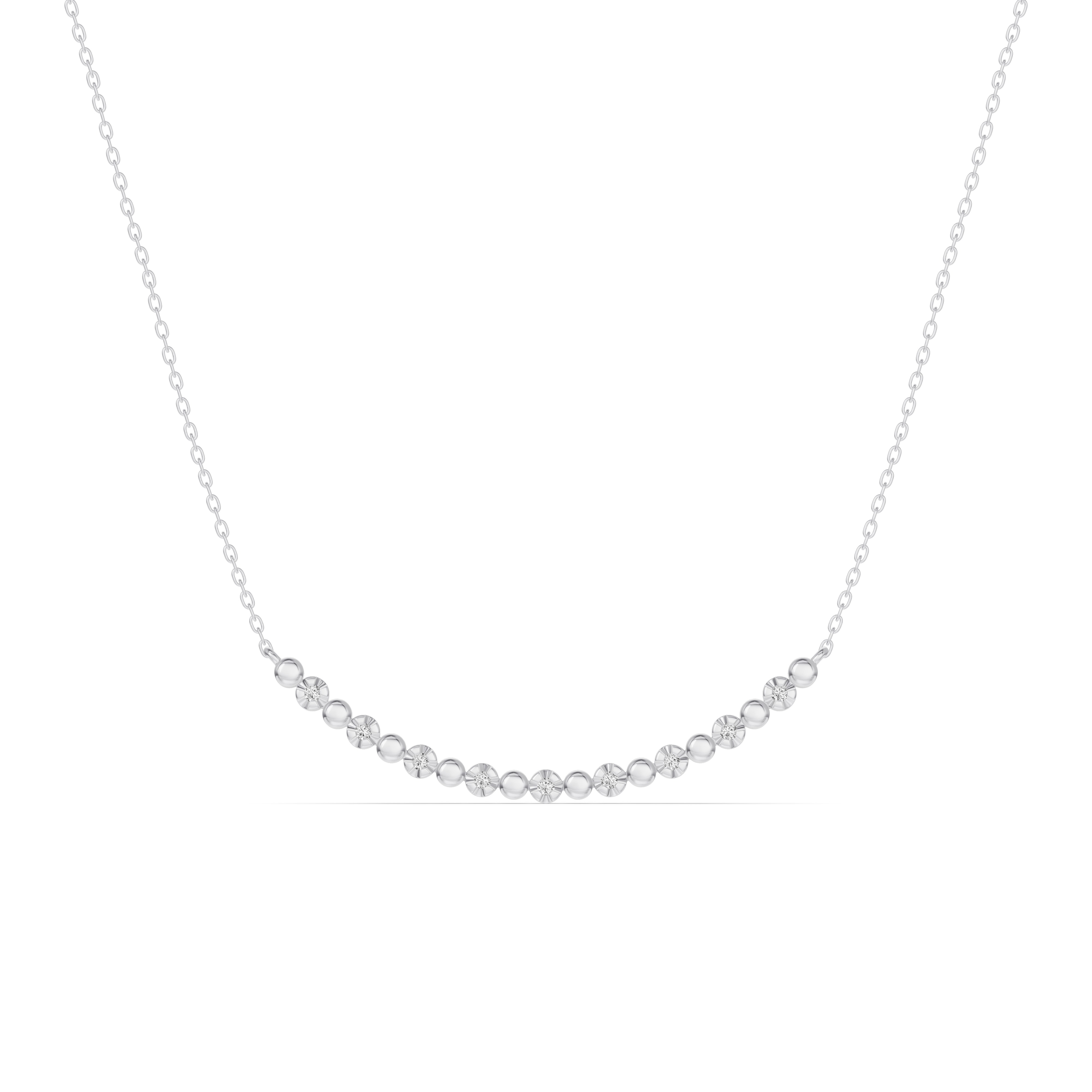 Lab Diamond Bead Bar Smile Necklace
