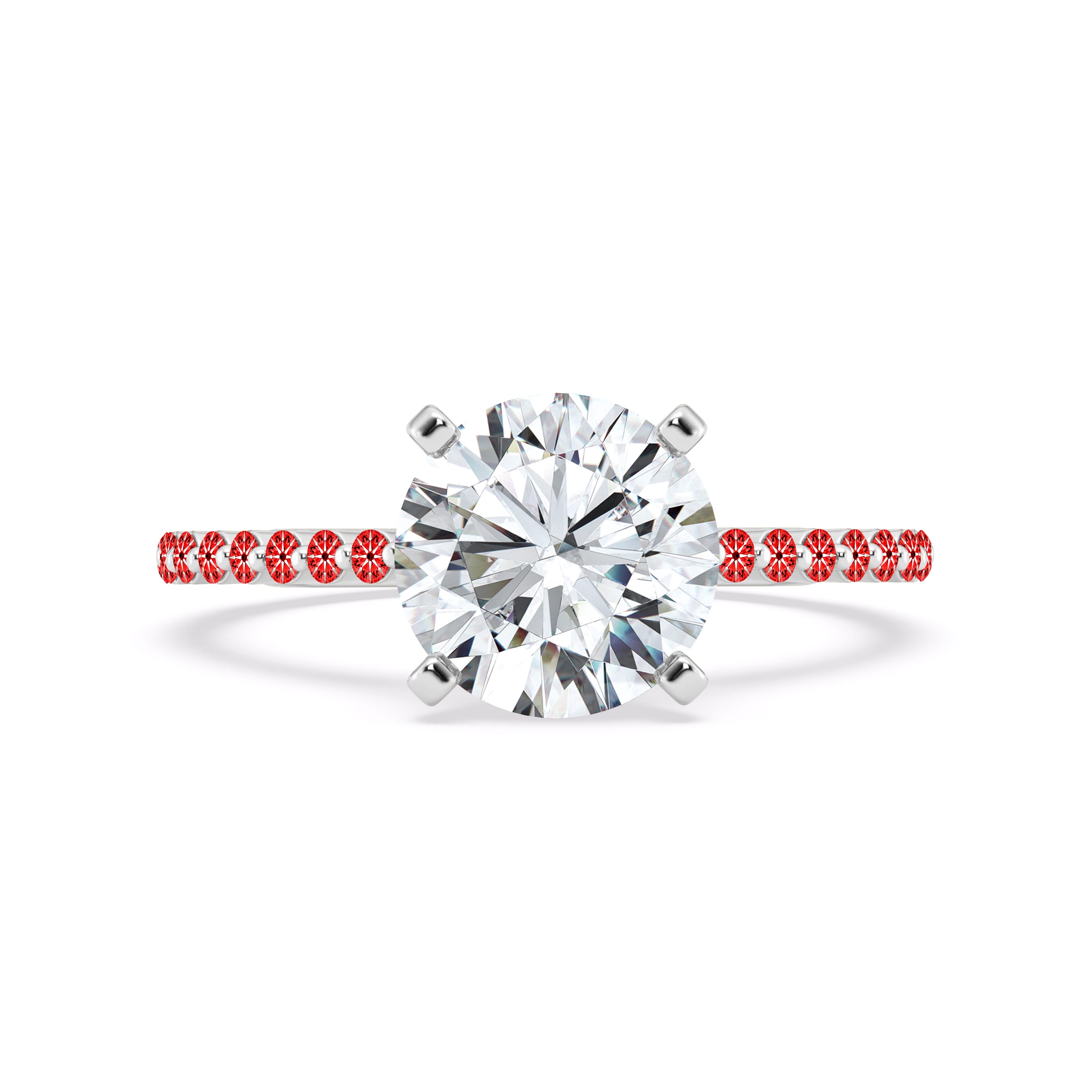 Signature Hearts and Arrows Shared Prong Hidden Halo Cathedral Engagement Ring (.35ct. tw.)