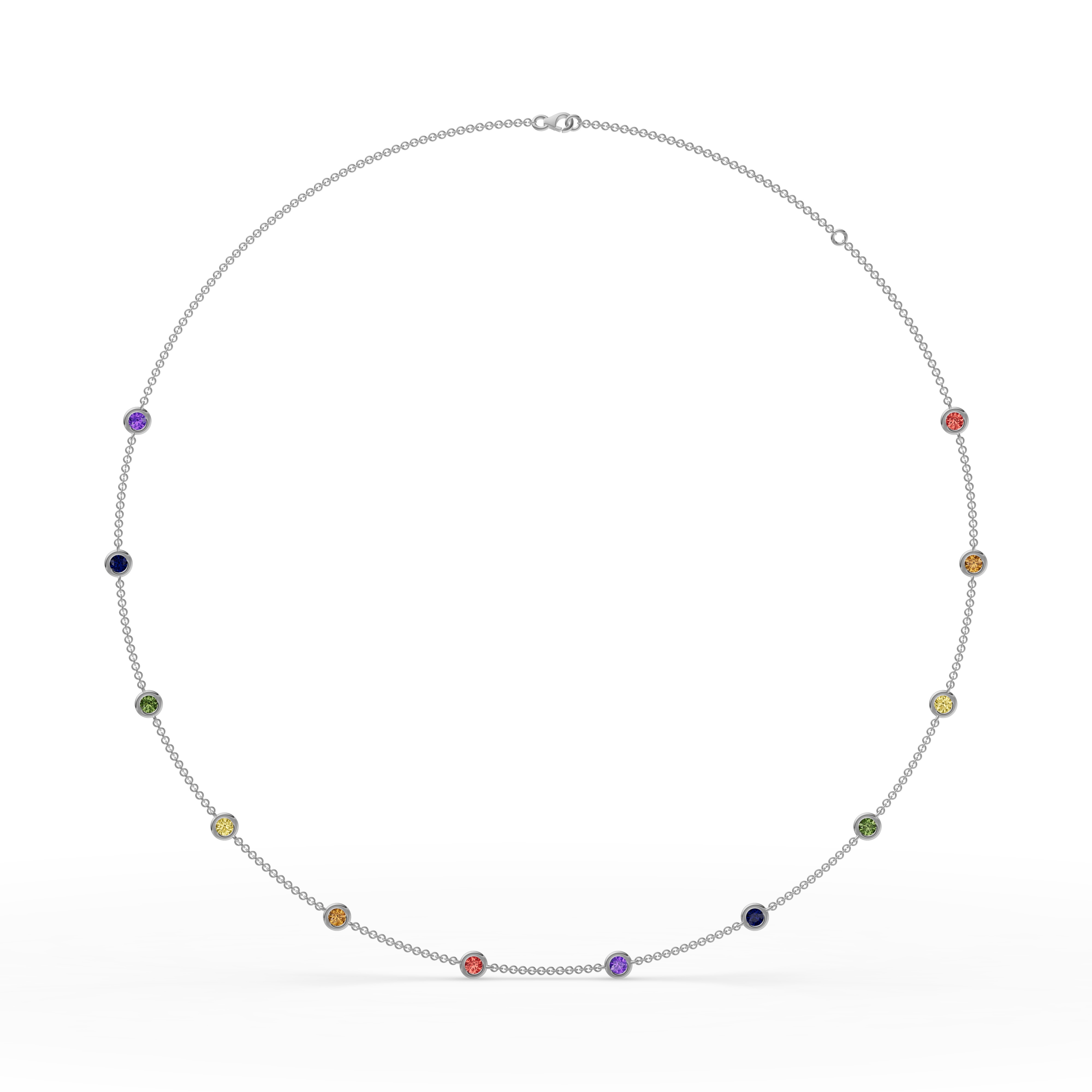 Rainbow Sapphire Bezel Station Necklace