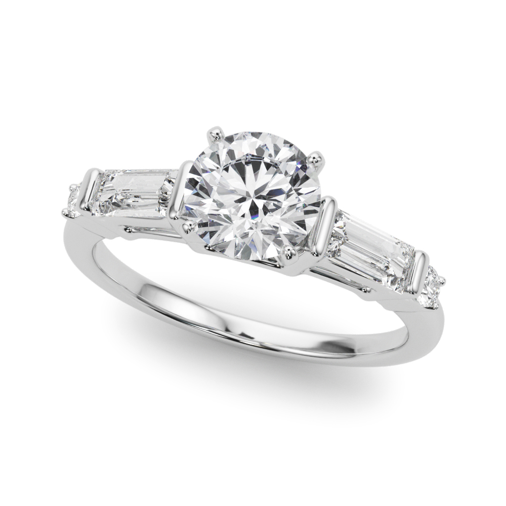 Ioliten Baguette And Round Diamond Engagement Ring