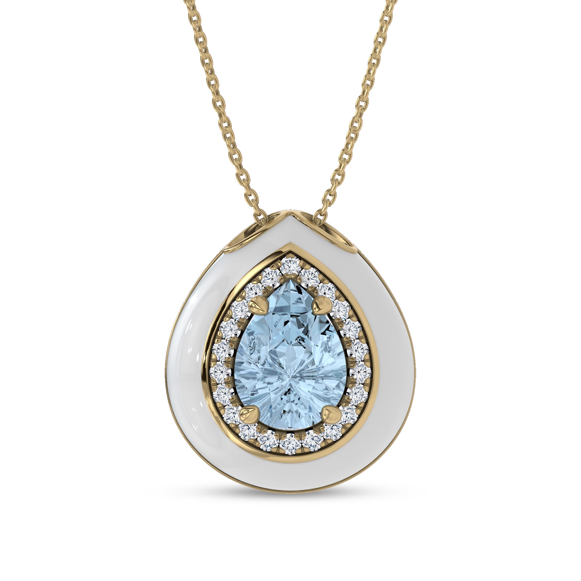 Aquamarine Ceramic Halo Necklace By Christian Siriano