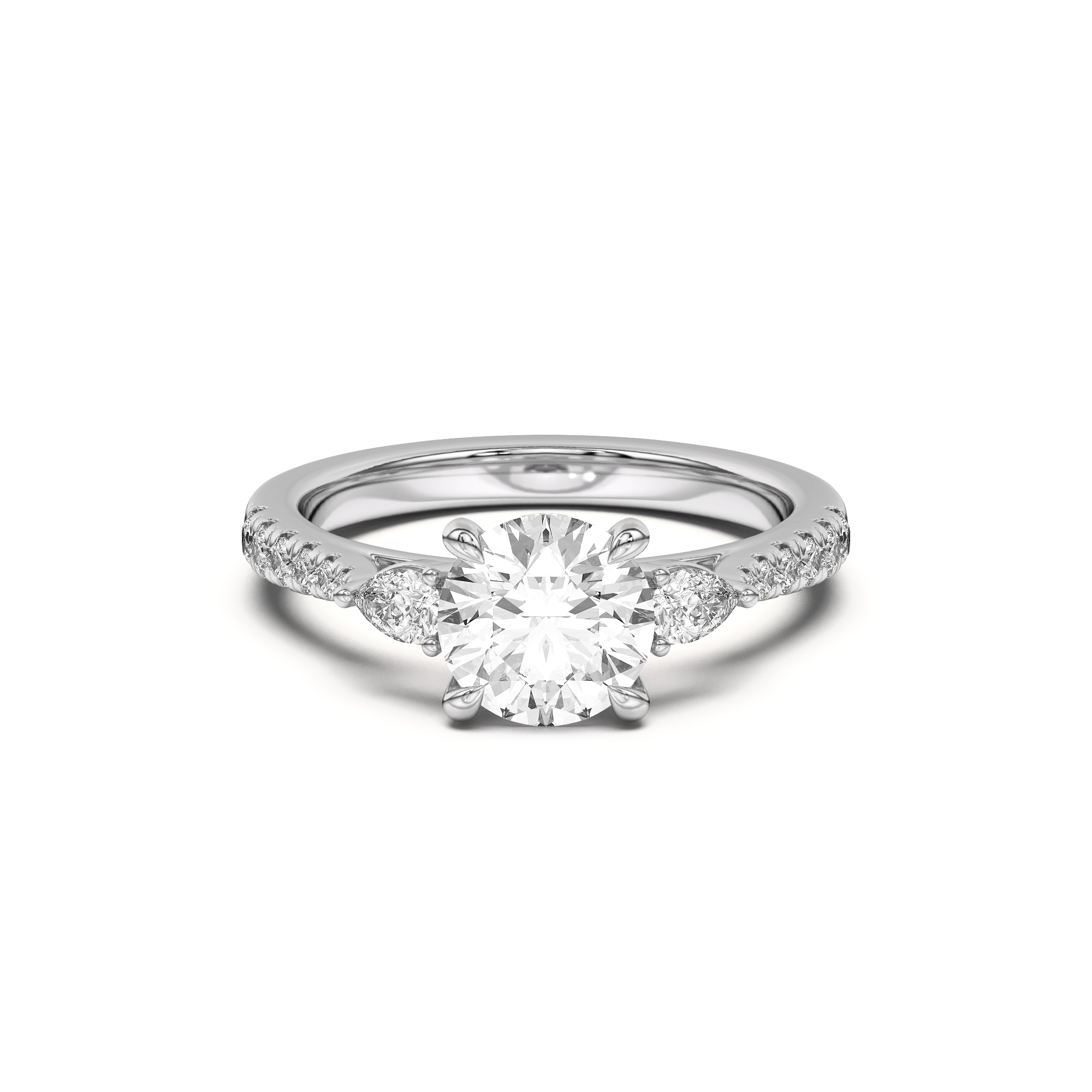 Taryn Pear 3-Stone With Pave Engagement Ring