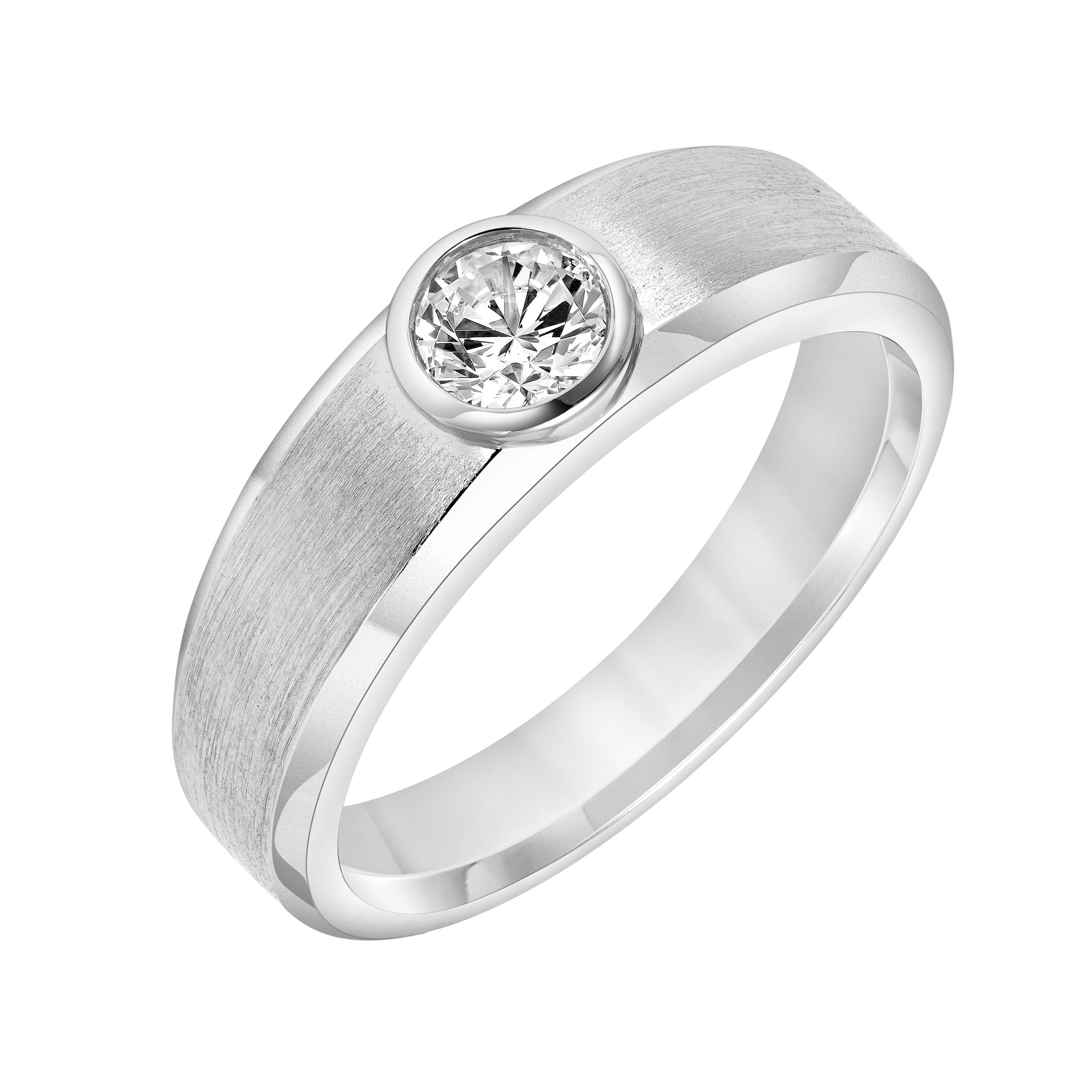 Beveled Edge Satin Finish Lab Diamond Band (4mm)
