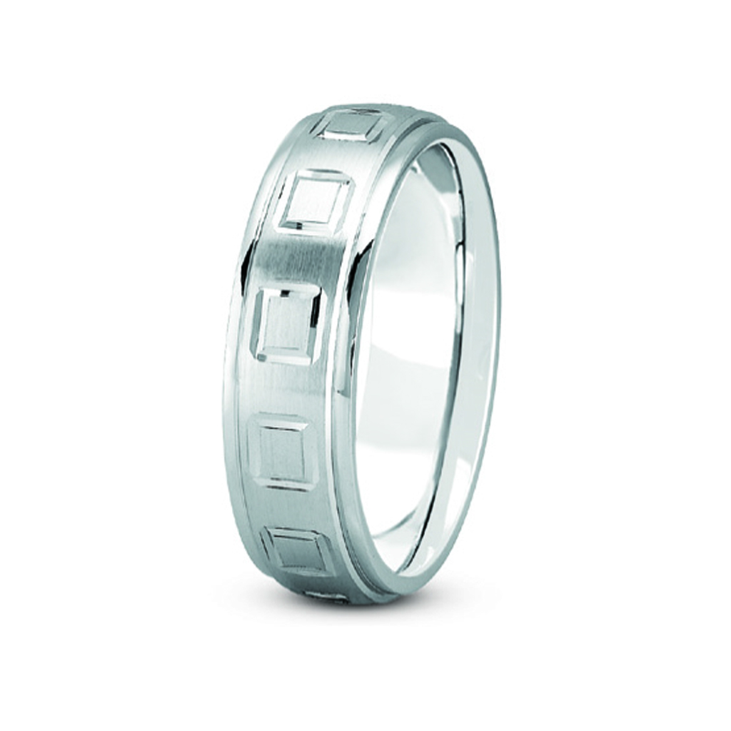 Square Diamond Cut Carved Band (4mm)