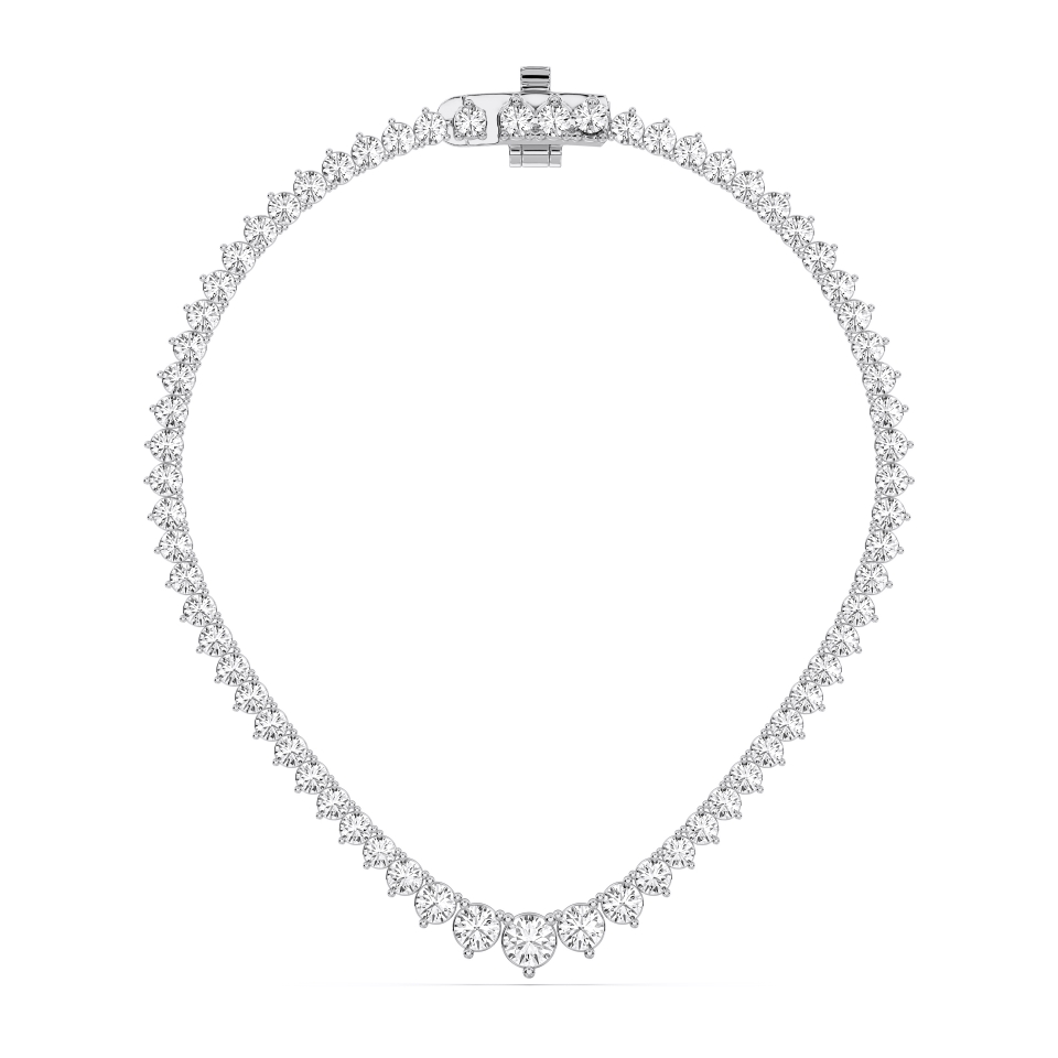 Round Lab Diamond Graduated Riviera Necklace