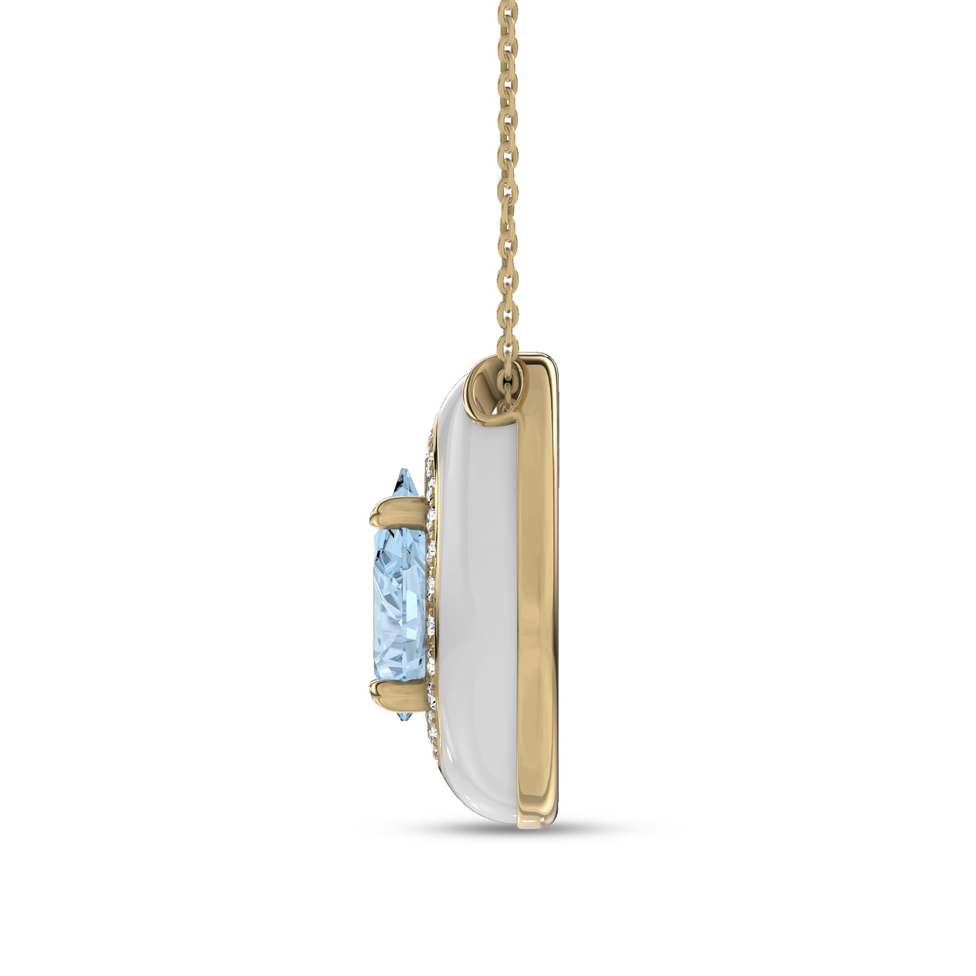 Aquamarine Ceramic Halo Necklace By Christian Siriano