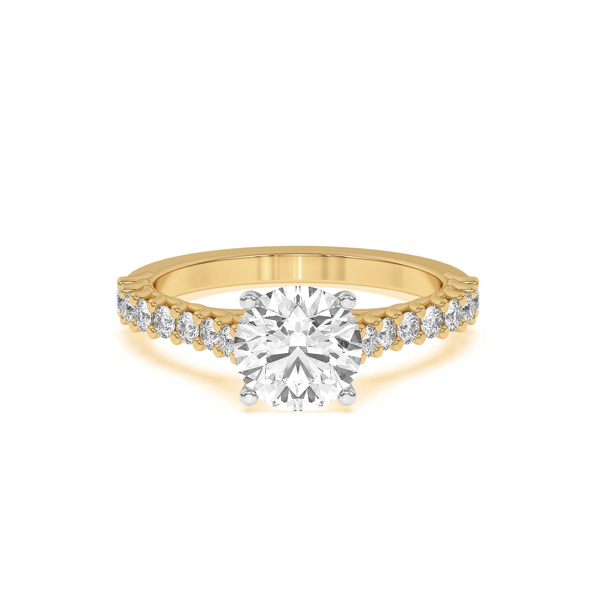 Wave Prong Pave Two-Tone Engagement Ring