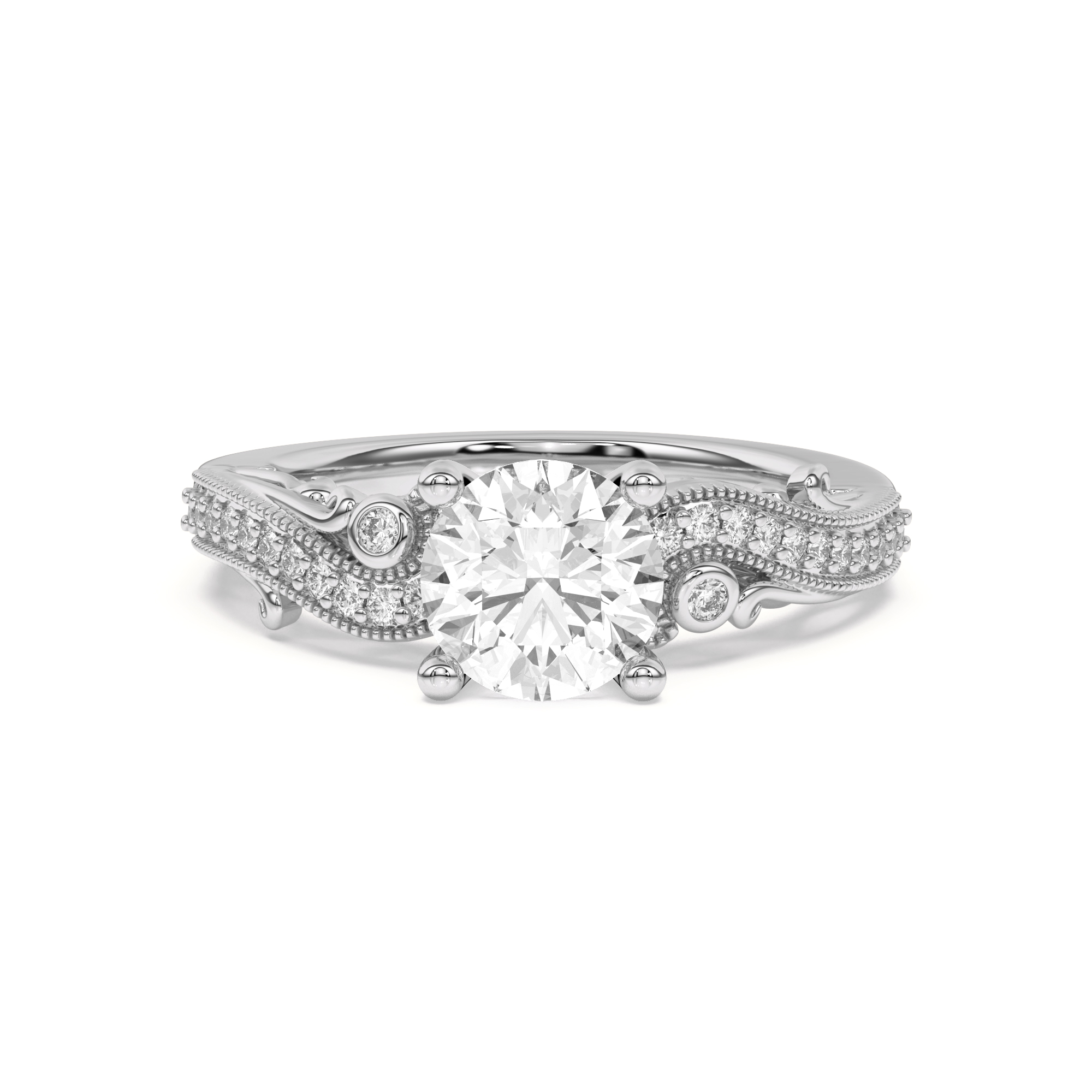 Oasis Filigree Pave Engagement Ring