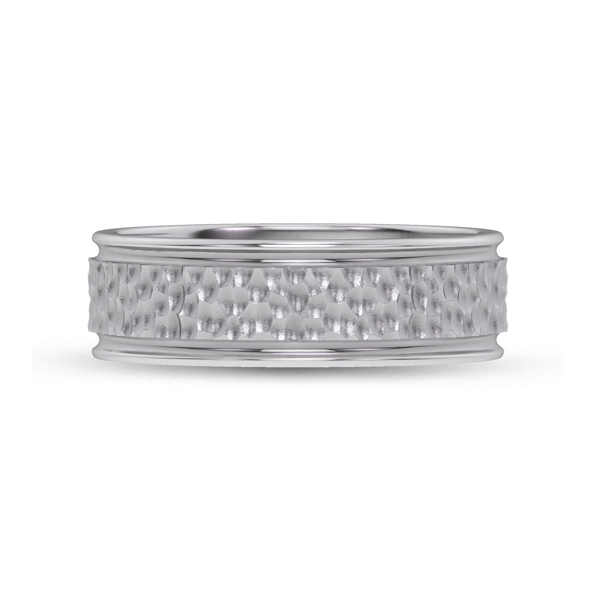 Brushed Hammered Center High-Polish Edge Band (7.1mm)