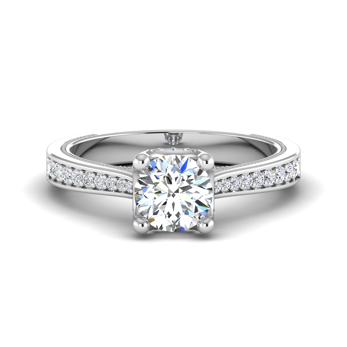 Ivory Pave U-Prong Engagement Ring