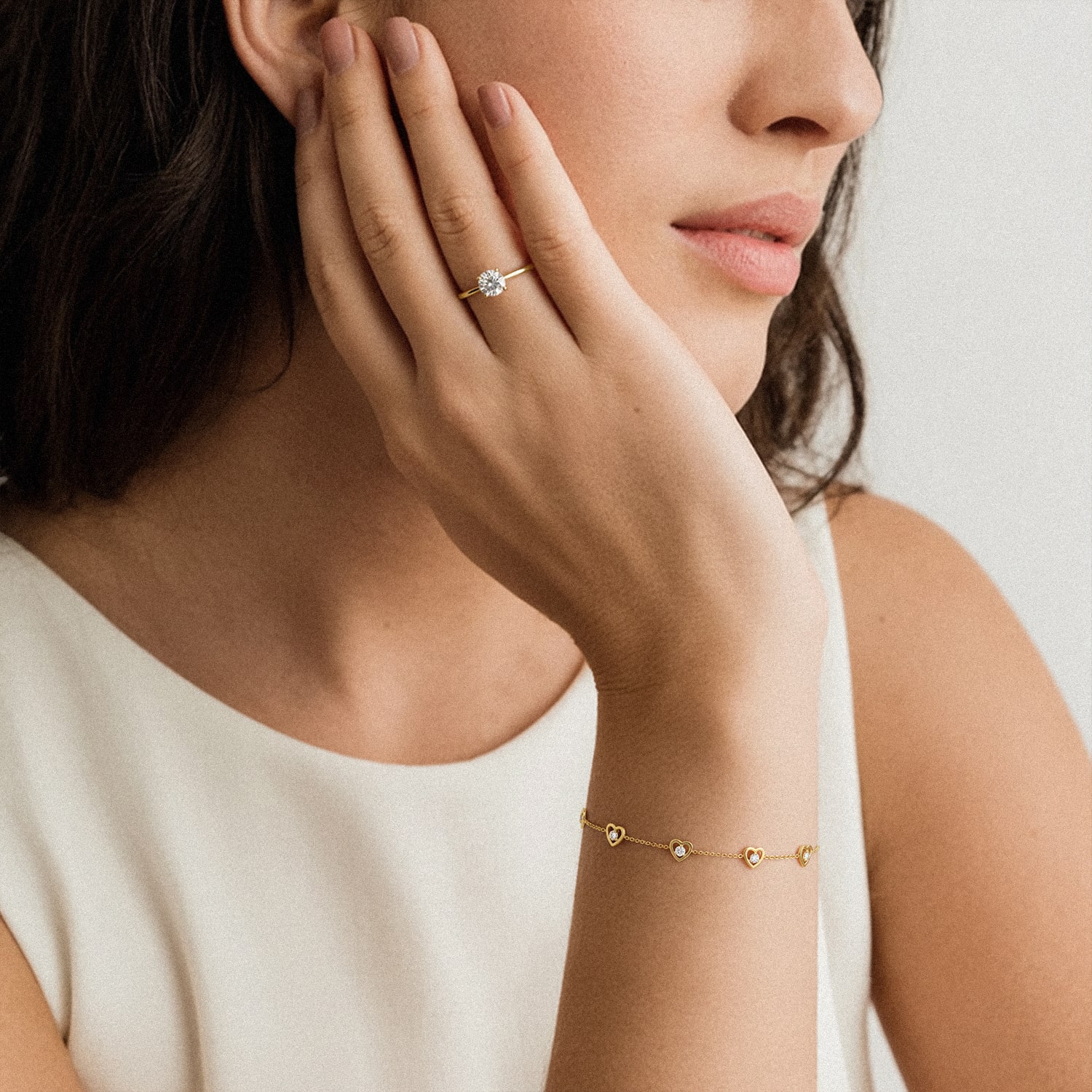 Heart Embrace Diamond Five-Station Bracelet