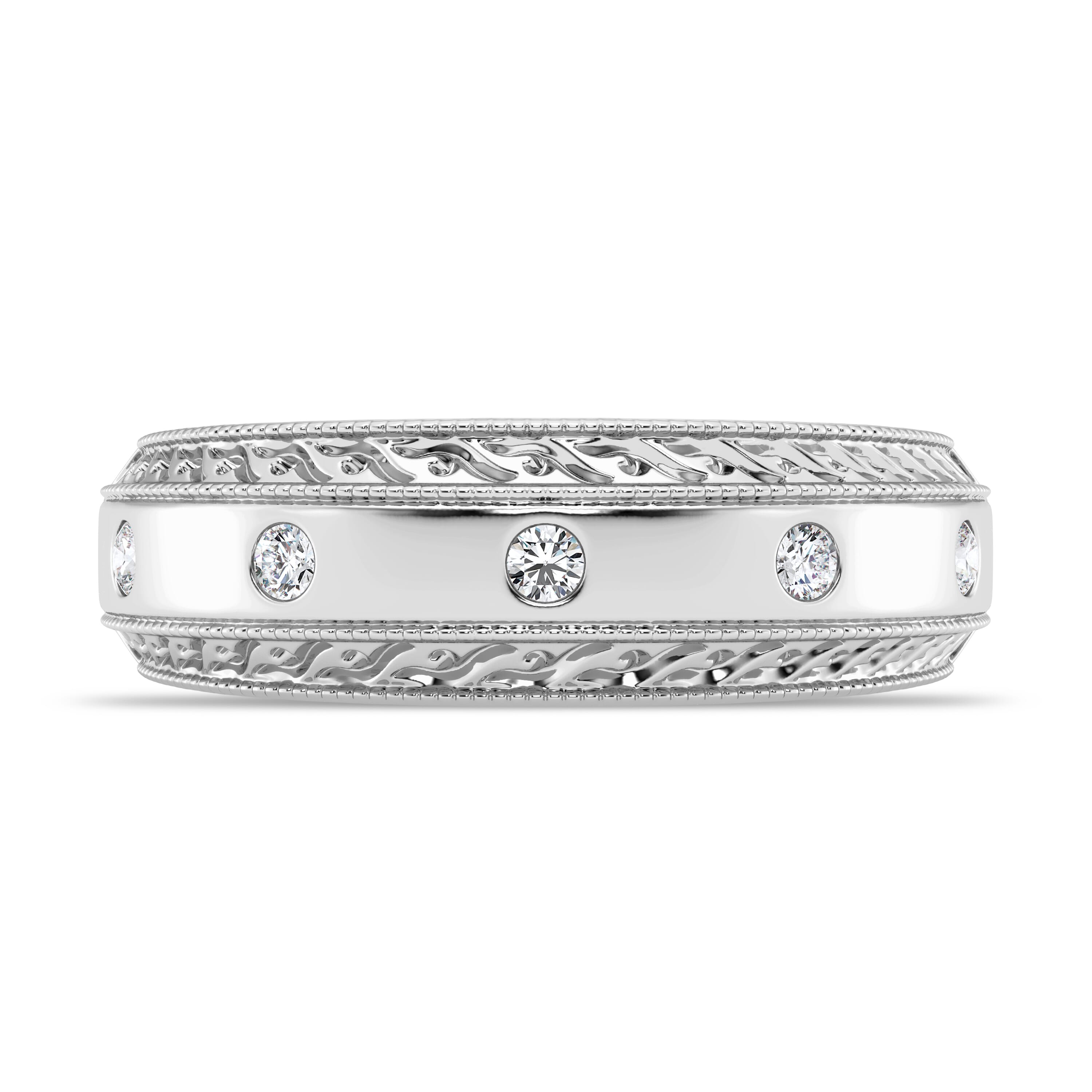 Engraved Diamond Milgrain Band (7.5mm)