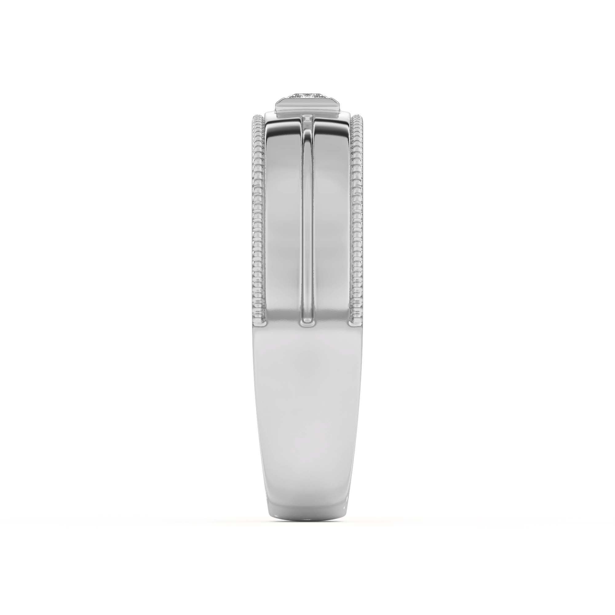 Raised Bezel Princess-Cut Grooved Milgrain Band