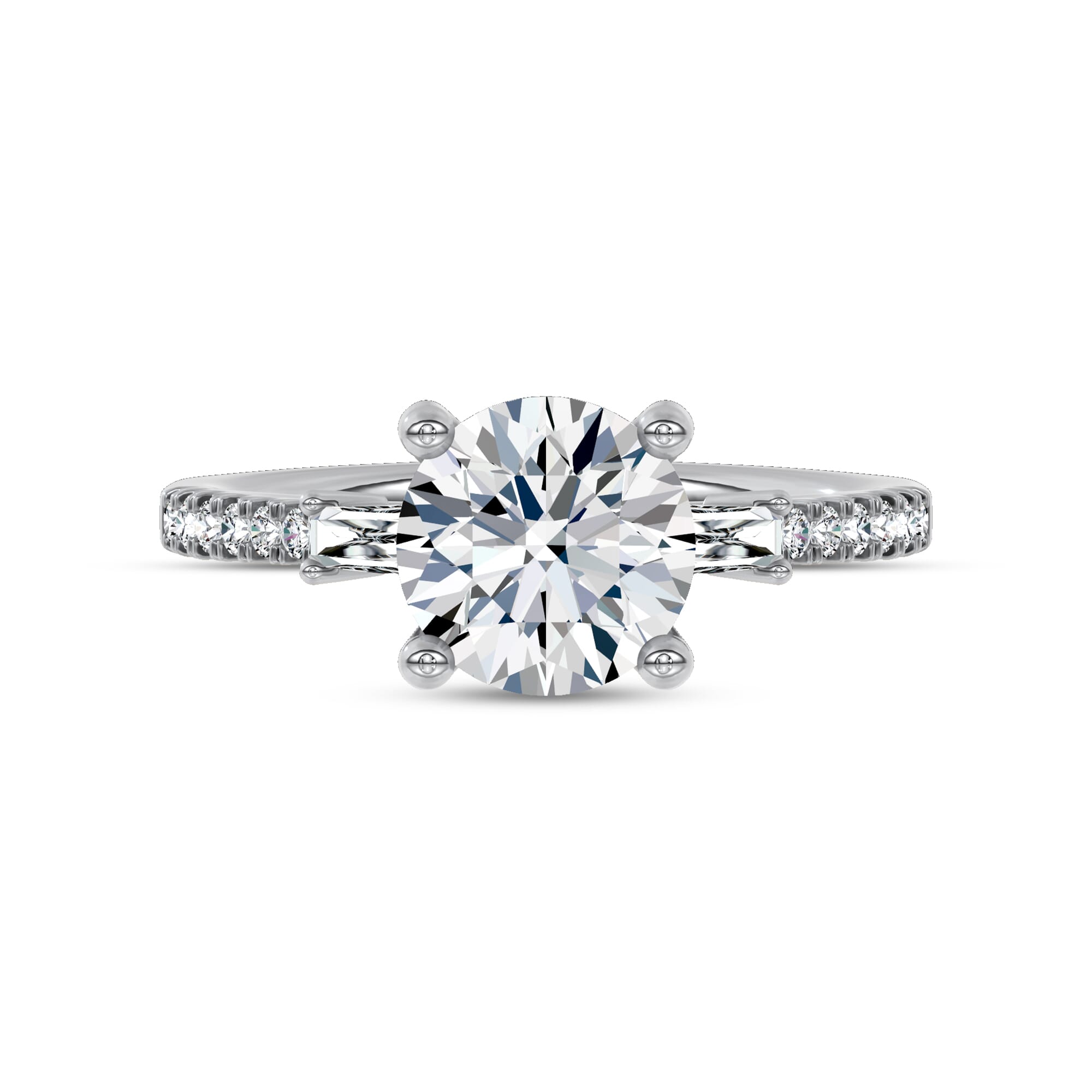 Brenda Tapered Baguette and Pave Engagement Ring