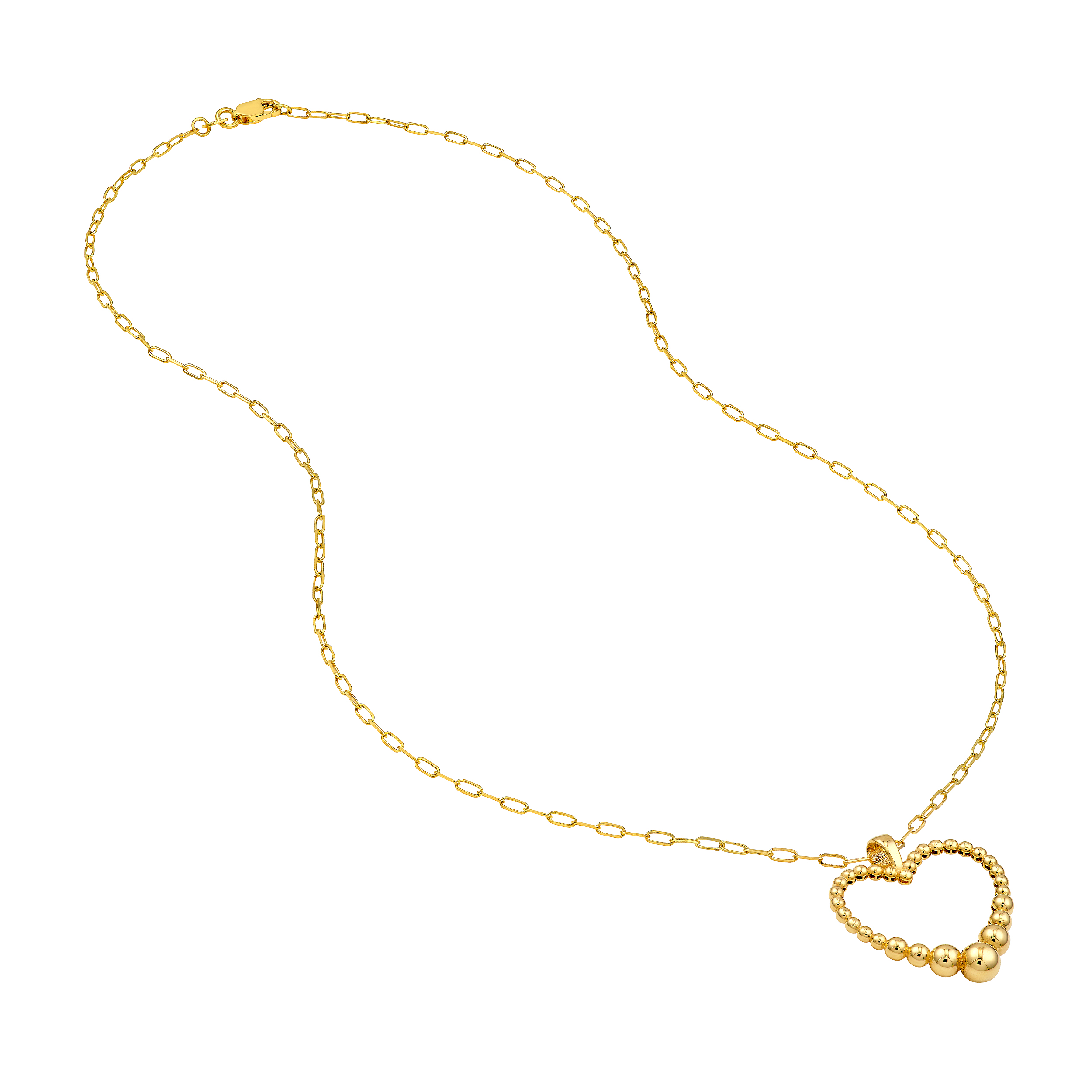Graduated Bead Heart Gold Necklace