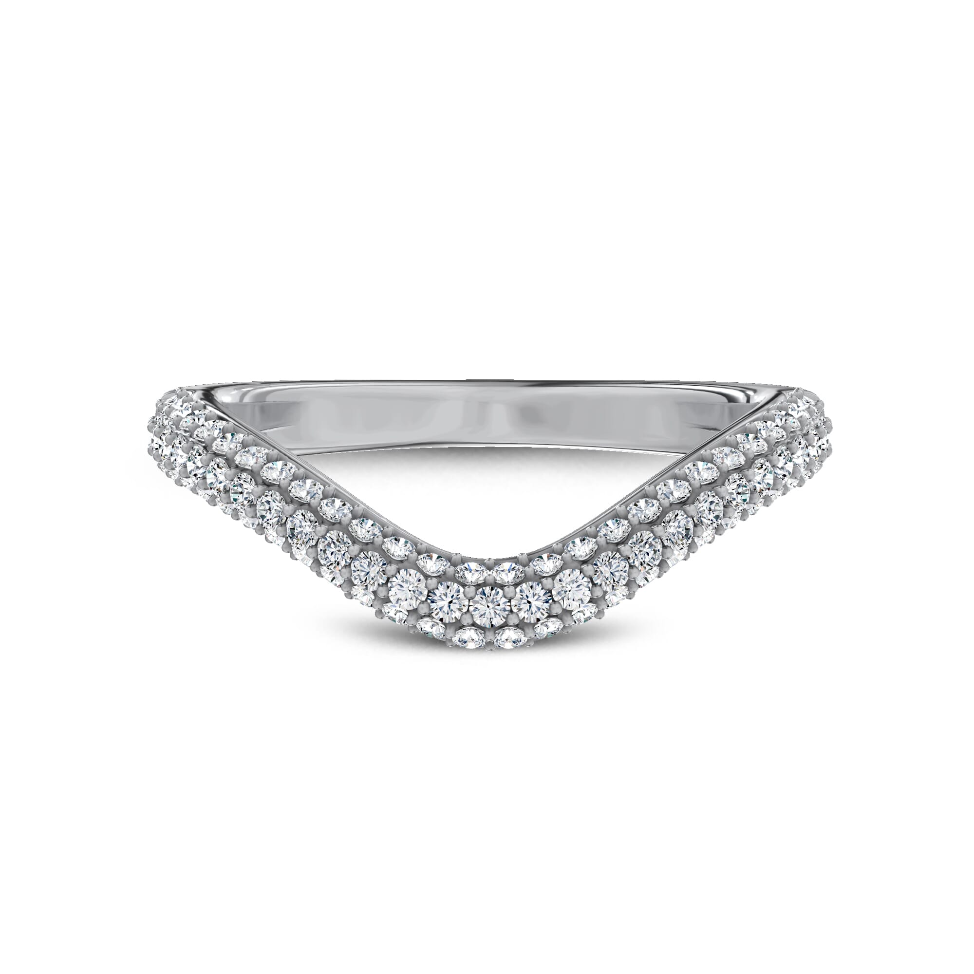 Crescendo Triple Row Pave Diamond Band