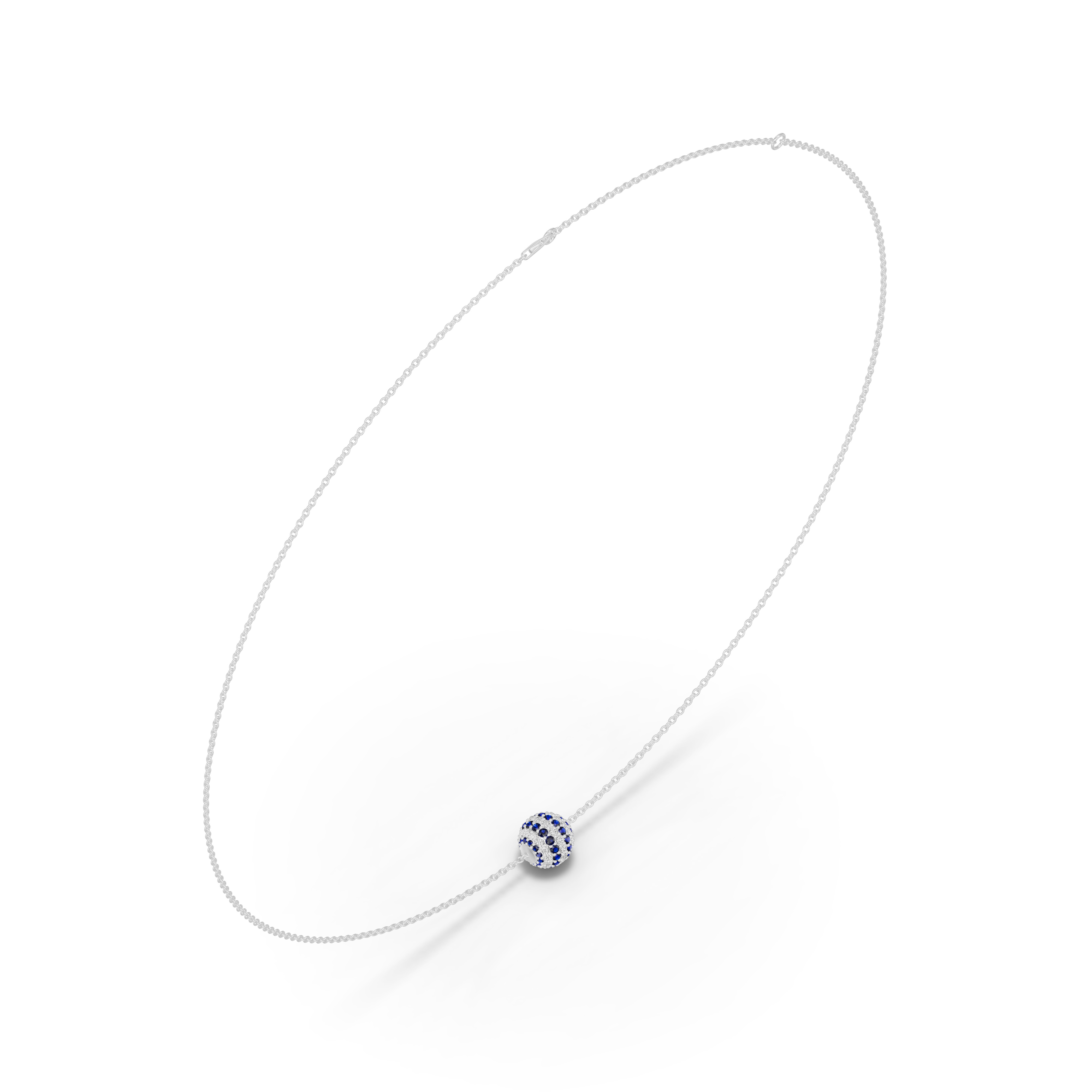 Sapphire and Diamond Pave Sphere Necklace