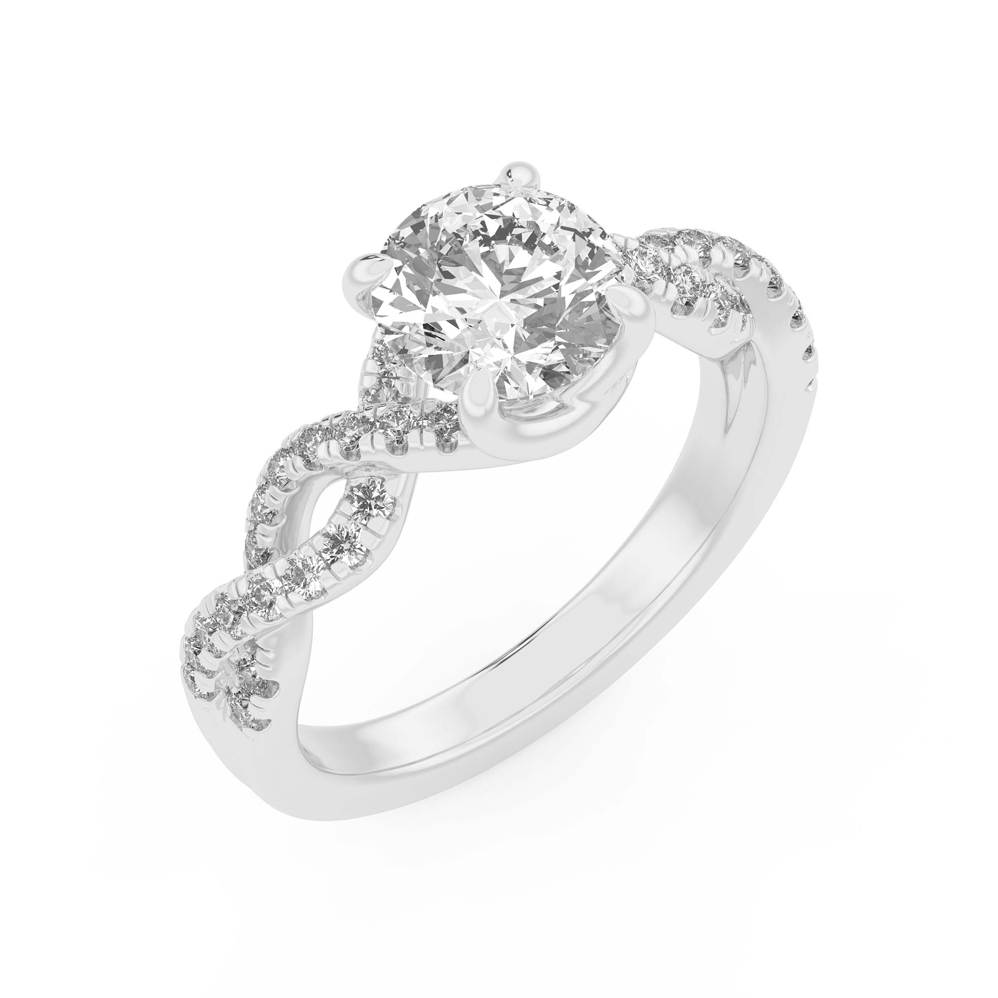 Gina Twisted Pave Diamond Engagement Ring