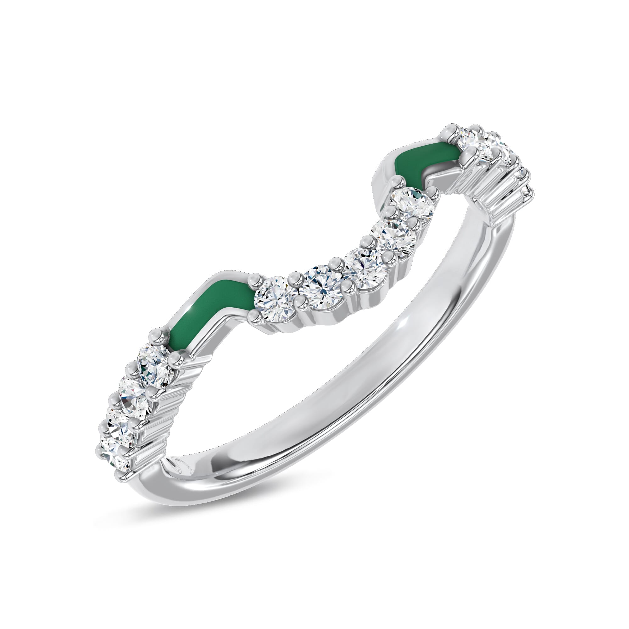 Colvivre Green Ceramic Contoured Pave Band by Christian Siriano