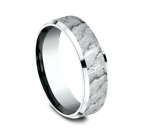 Obsidian Texture Beveled Edge Comfort Fit Band (7mm)