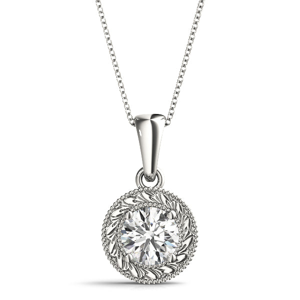 Vintage Round Diamond Solitaire Necklace