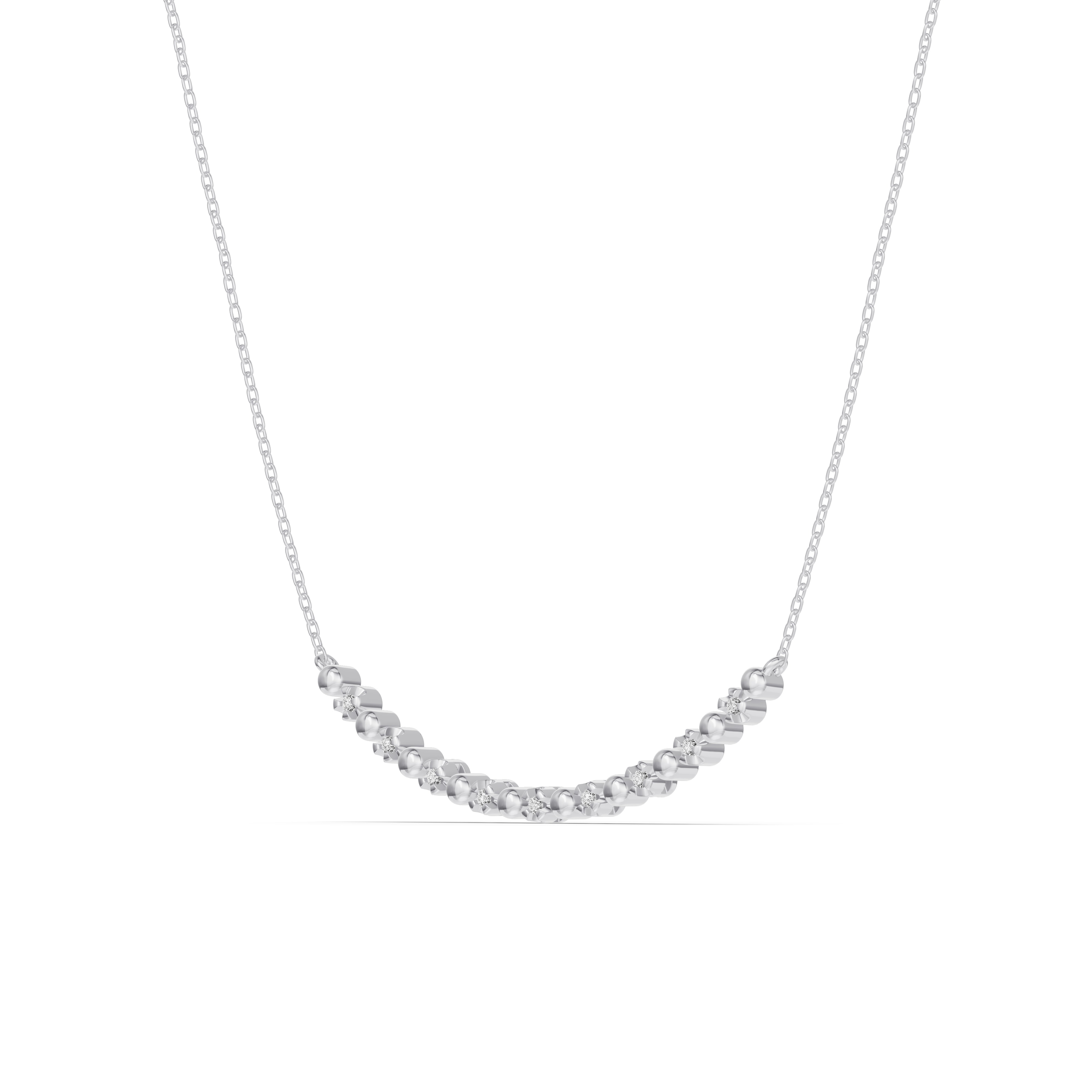 Lab Diamond Bead Bar Smile Necklace