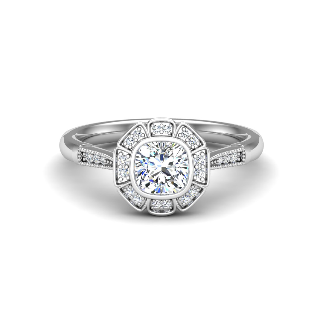 Kaylani Floral Halo Engagement Ring