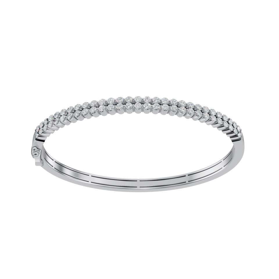 Double Row Diamond Bangle Bracelet