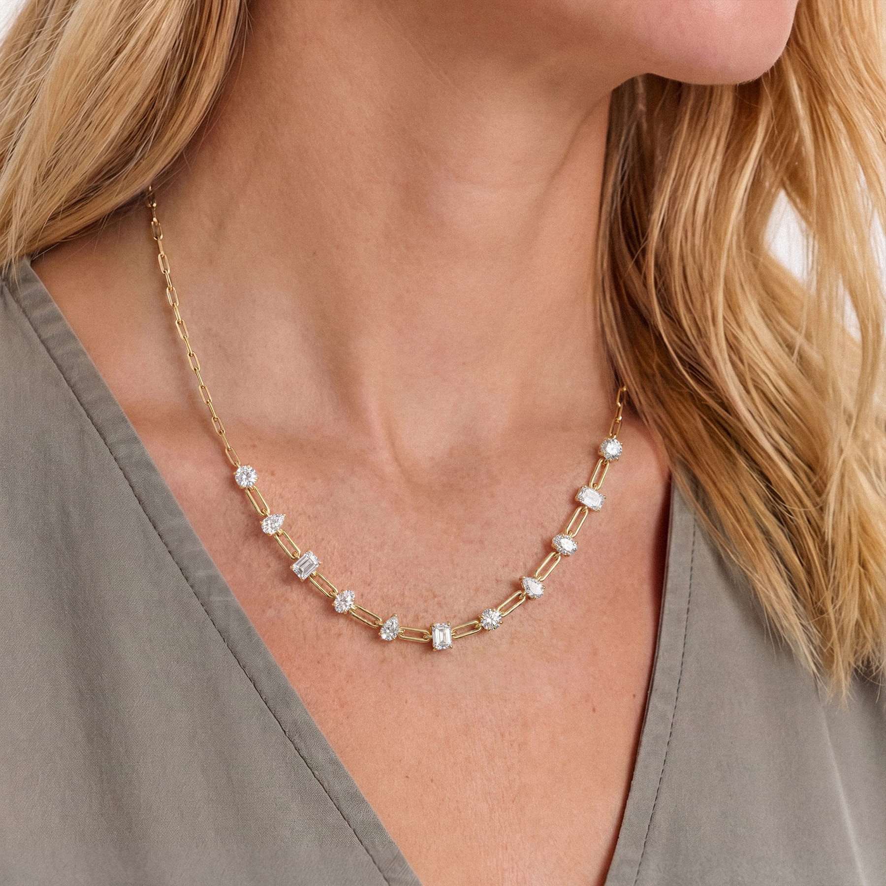 Mixed Shape Lab Diamond Link Necklace (4.00 ct. tw.)
