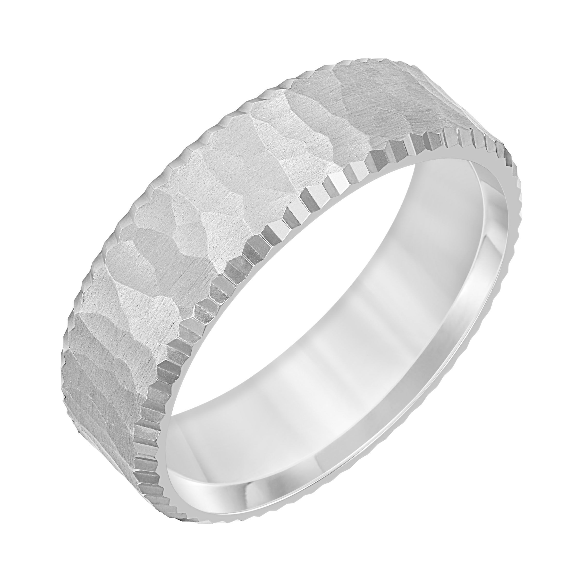Brushed Hammered Finish And Serrated Edge Band (7mm)